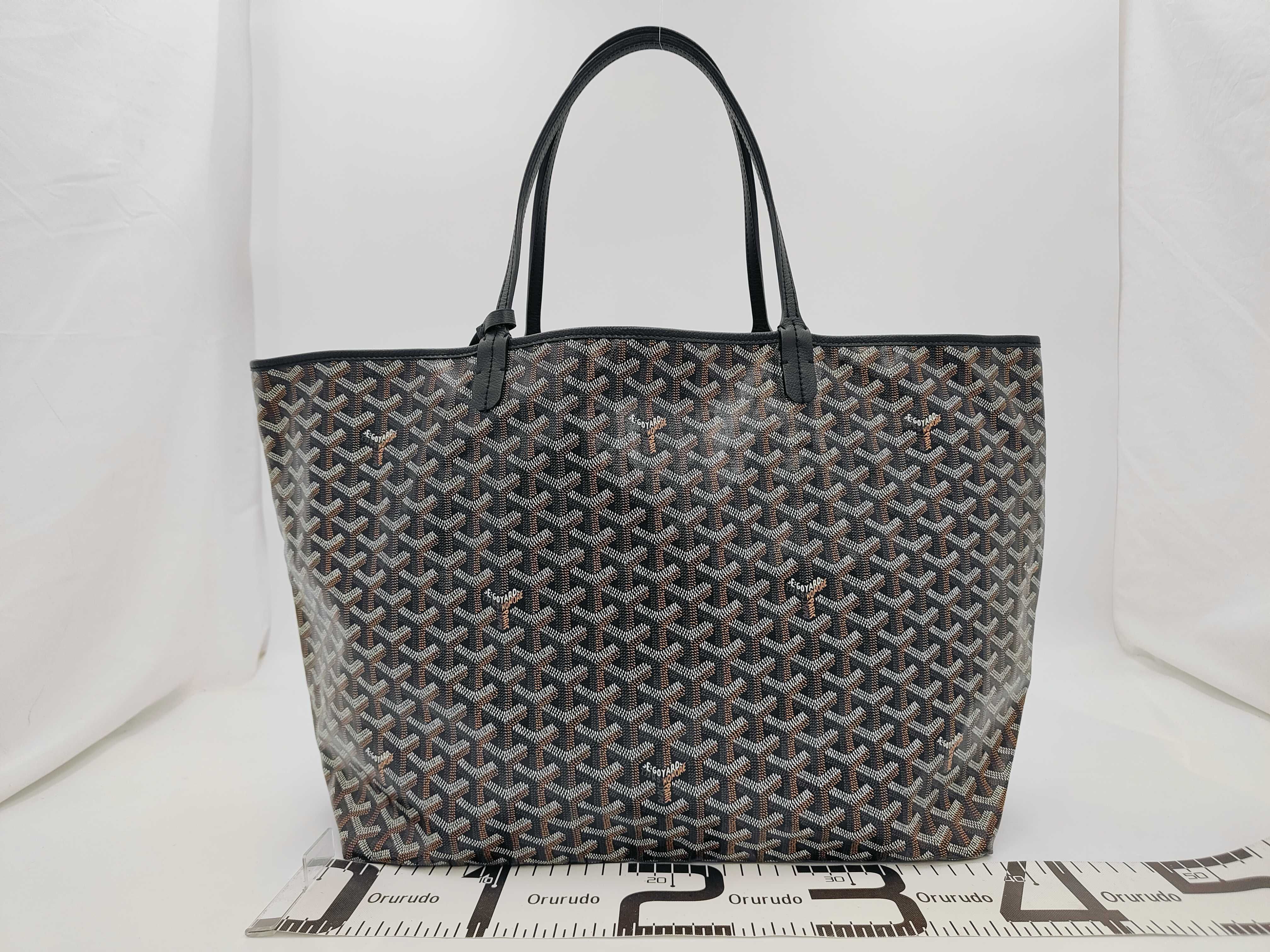Saint Louis Shopping Bag, Black, Goyardine Canvas, Large Tote Bag with Strap — view 2