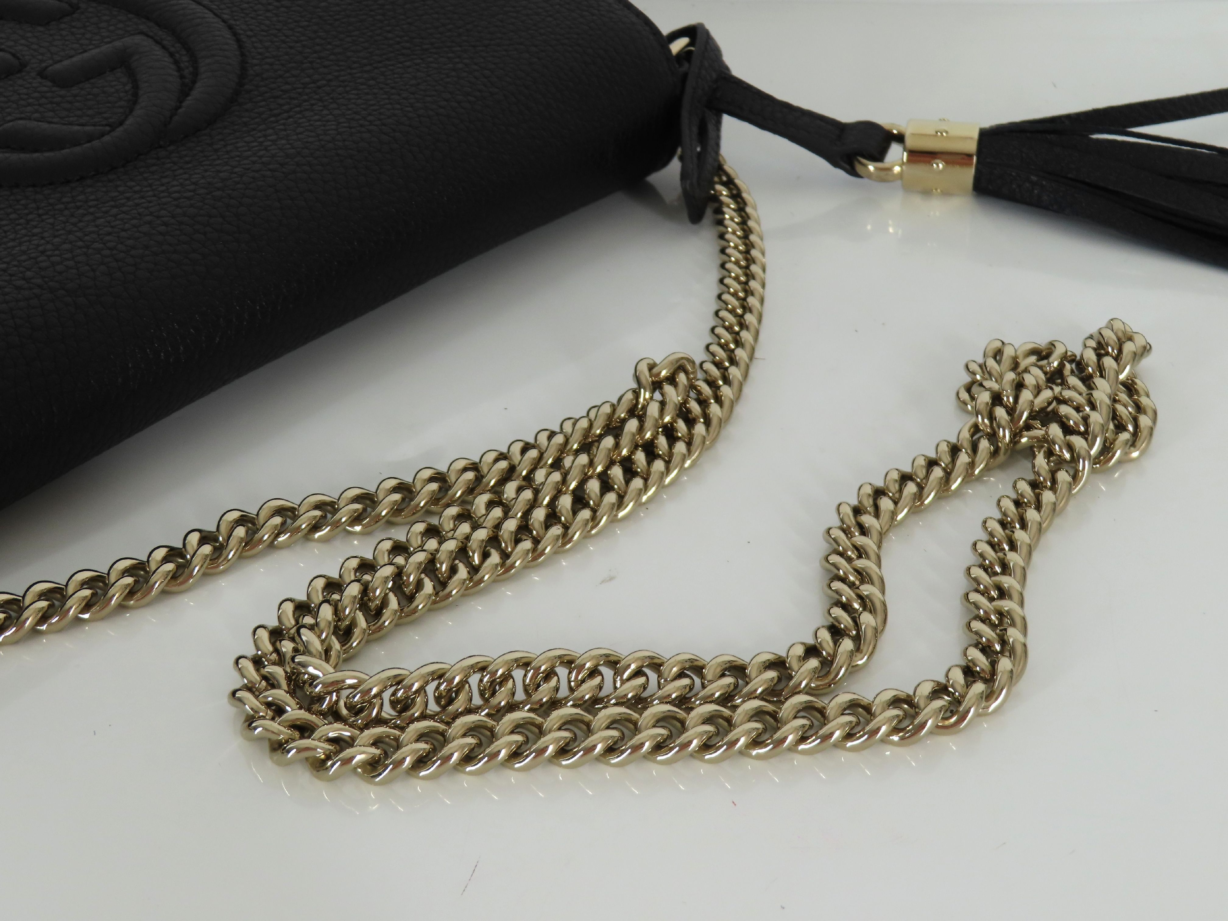 Soho Leather Chain Shoulder Bag, Black, 536224 (Shoulder Bag) — view 3