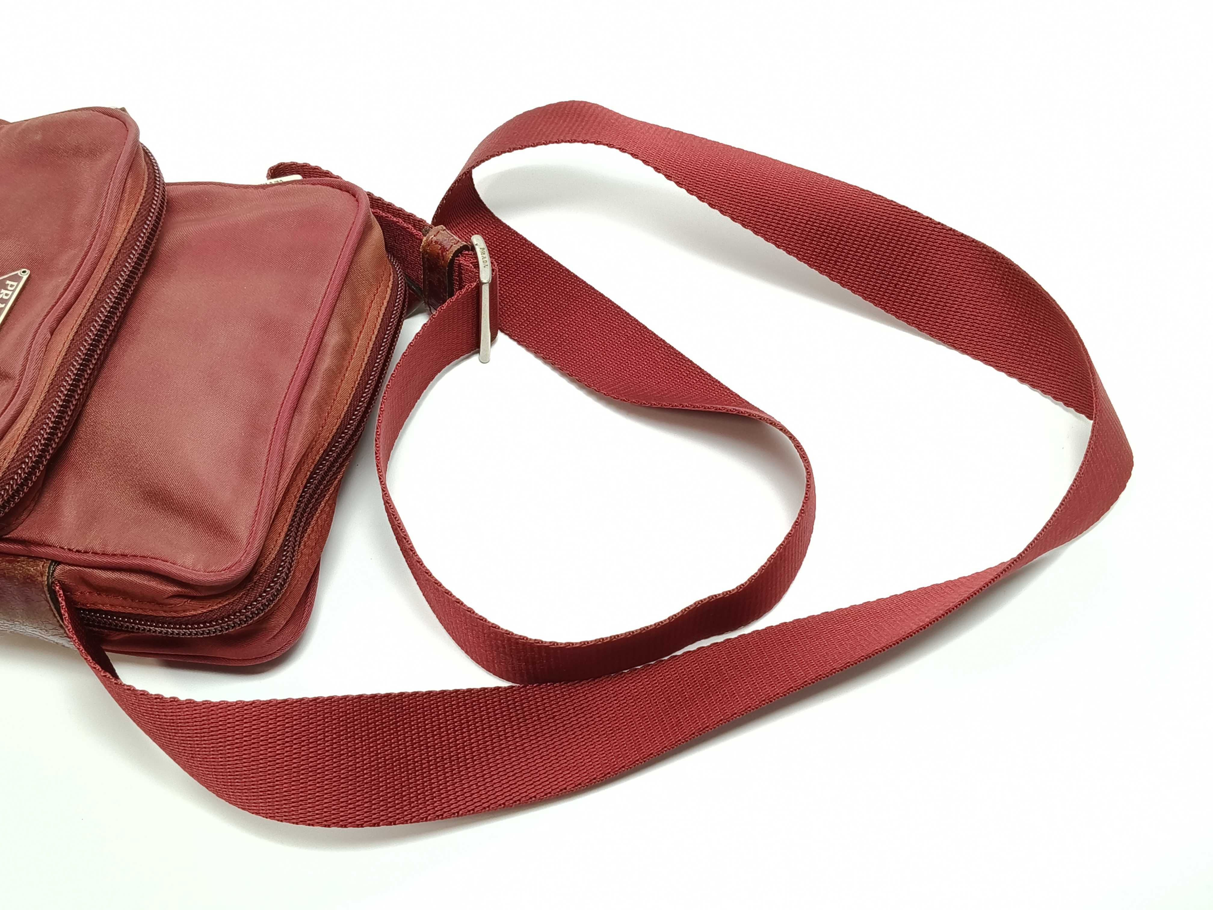 Nylon Shoulder Bag, Wine Red — view 3