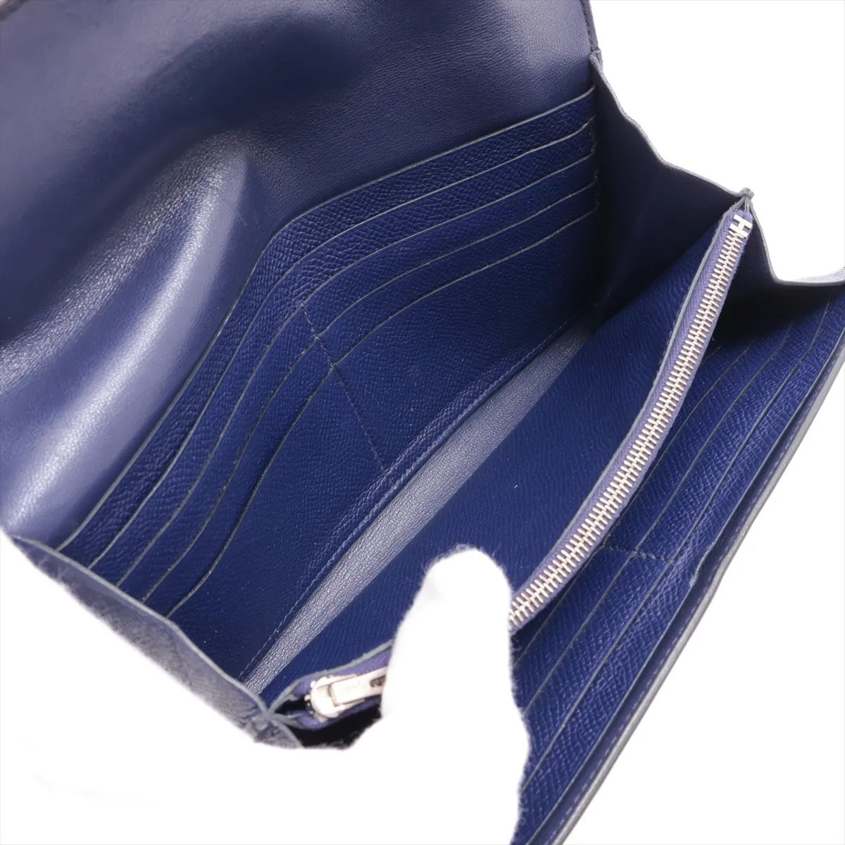 Constance Long Wallet, Veau Epsom Leather, Blue, Silver Hardware, C: 2018 — view 5