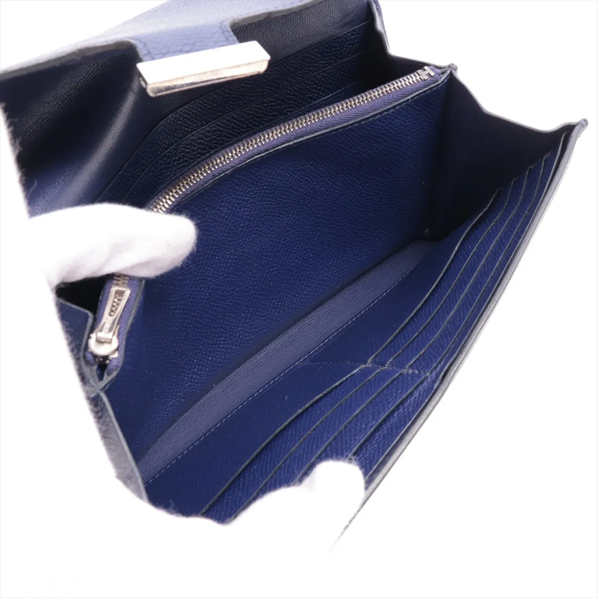 Constance Long Wallet, Veau Epsom Leather, Blue, Silver Hardware, C: 2018 — view 6