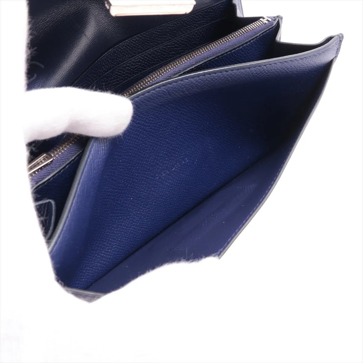 Constance Long Wallet, Veau Epsom Leather, Blue, Silver Hardware, C: 2018 — view 8