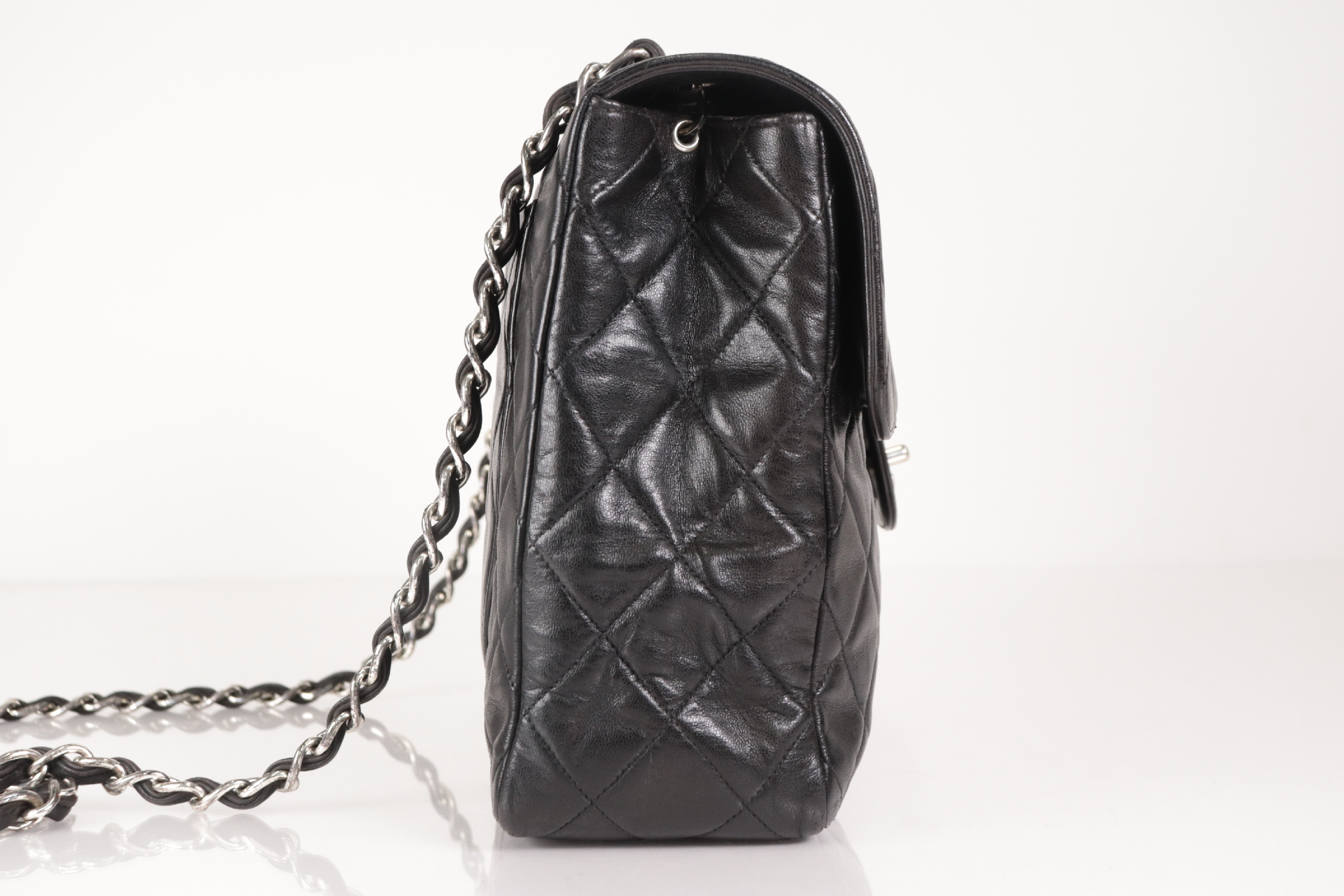 Turnlock Lambskin Chain Shoulder Bag, W30, Silver Hardware, Series 5 (5-series) — view 4