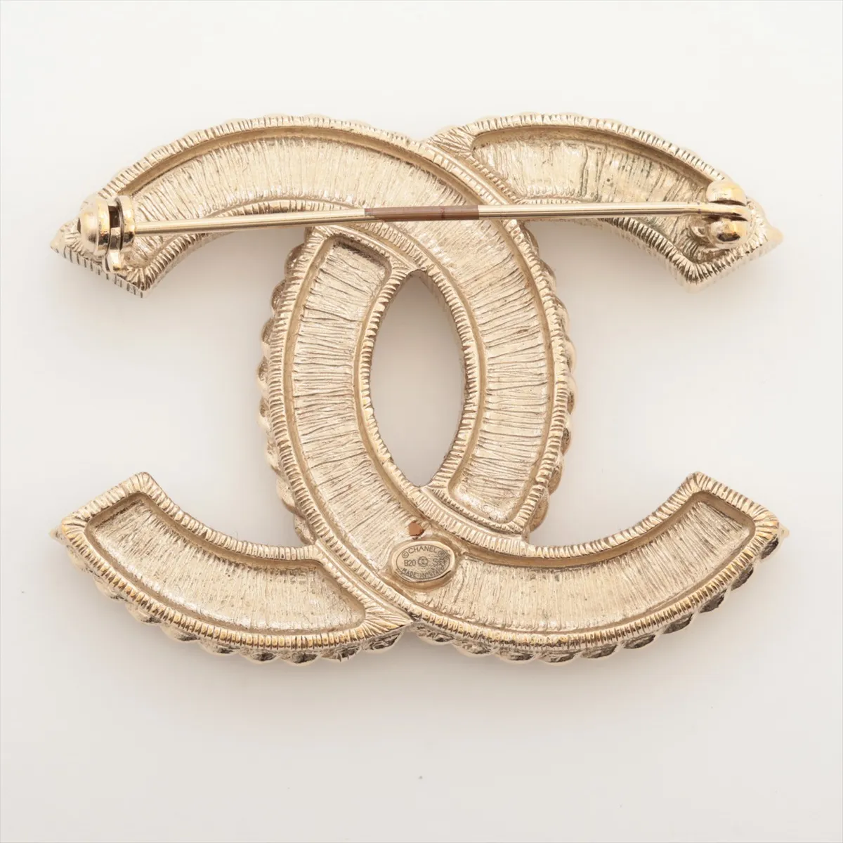 Coco Mark B20S Brooch, GP x Rhinestone x Faux Pearl, Gold, — view 2