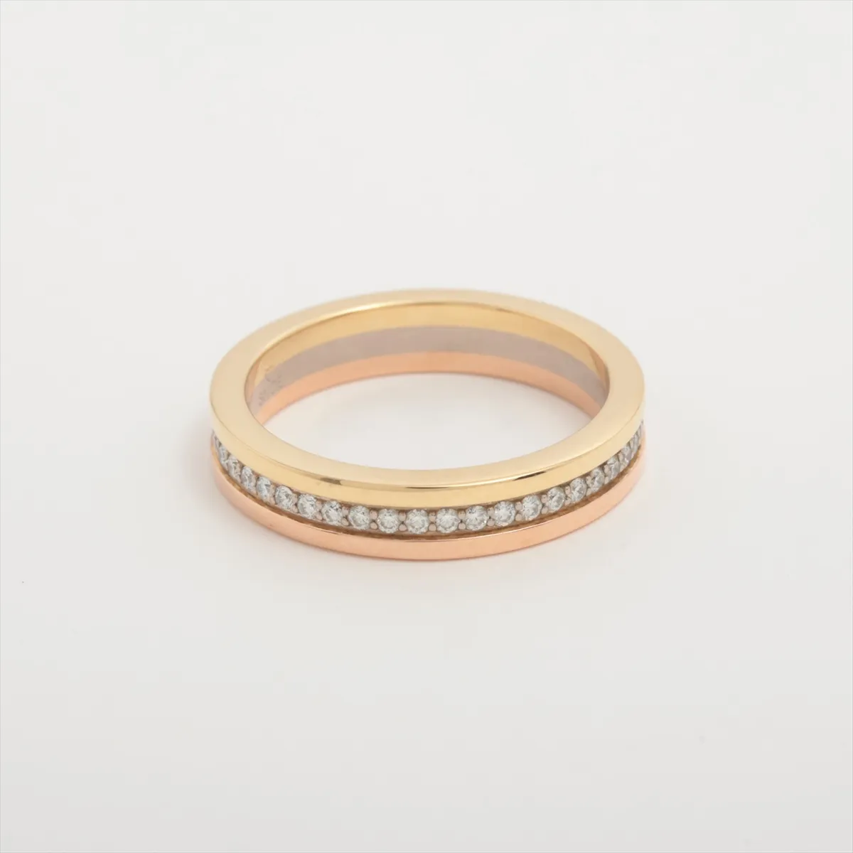 Vendôme Louis Cartier Three-Color Diamond Ring 750 (YG x PG x WG) 3.6g Size 46 EEU803 (Dents) — view 2