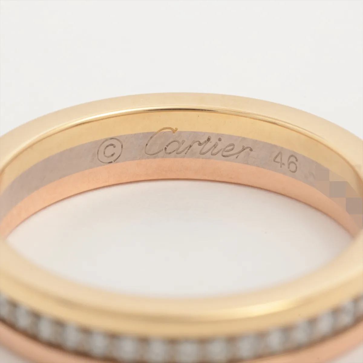 Vendôme Louis Cartier Three-Color Diamond Ring 750 (YG x PG x WG) 3.6g Size 46 EEU803 (Dents) — view 3