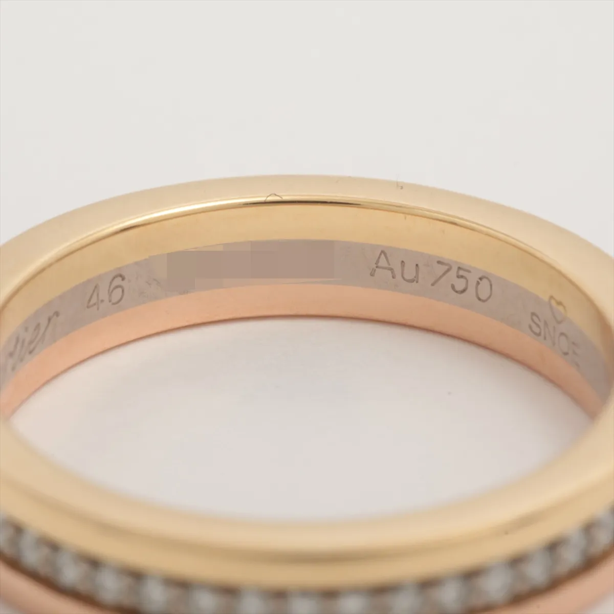 Vendôme Louis Cartier Three-Color Diamond Ring 750 (YG x PG x WG) 3.6g Size 46 EEU803 (Dents) — view 4