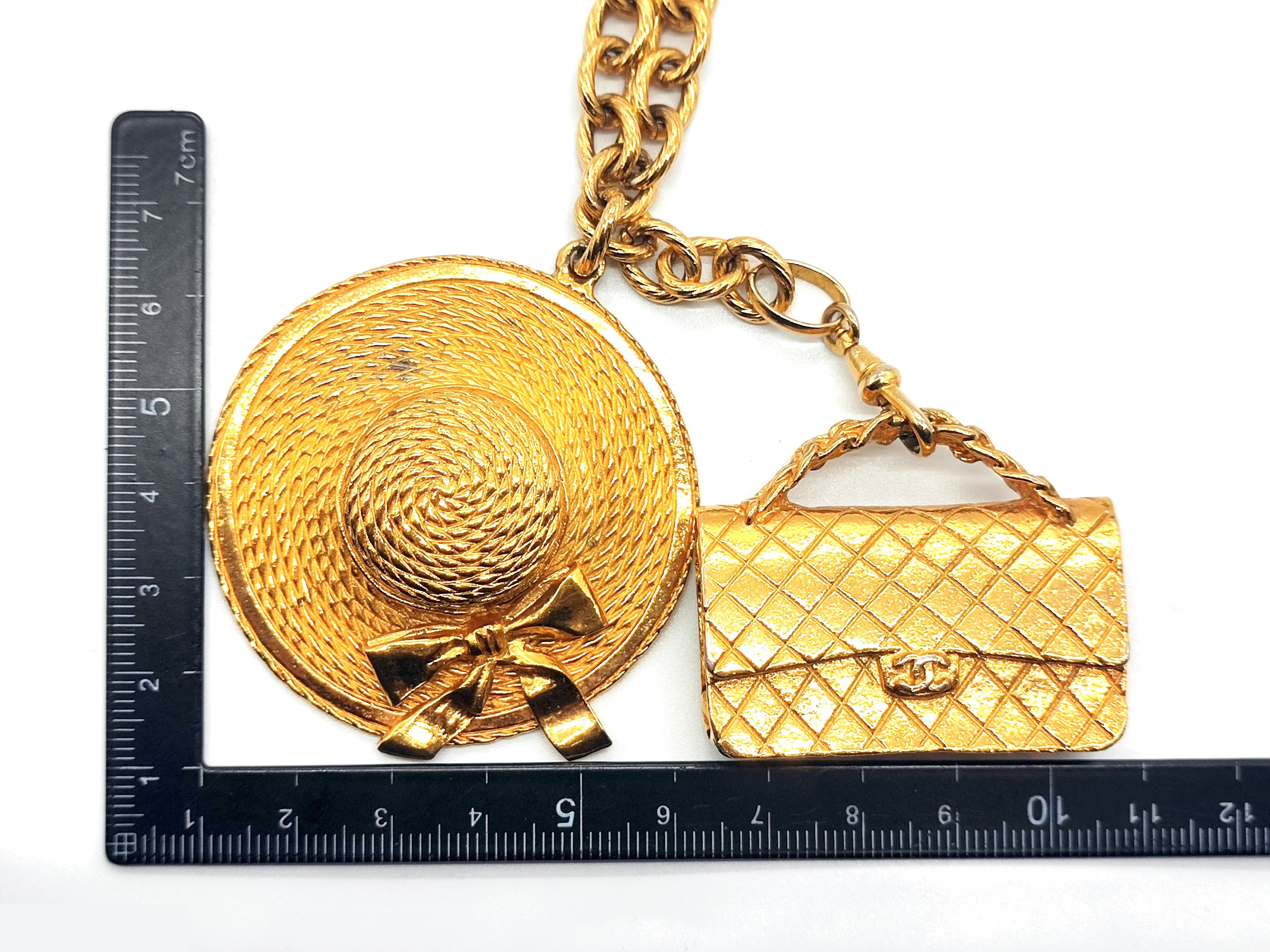 Coco Mark Matelassé bag, straw hat, double pendant necklace — view 3