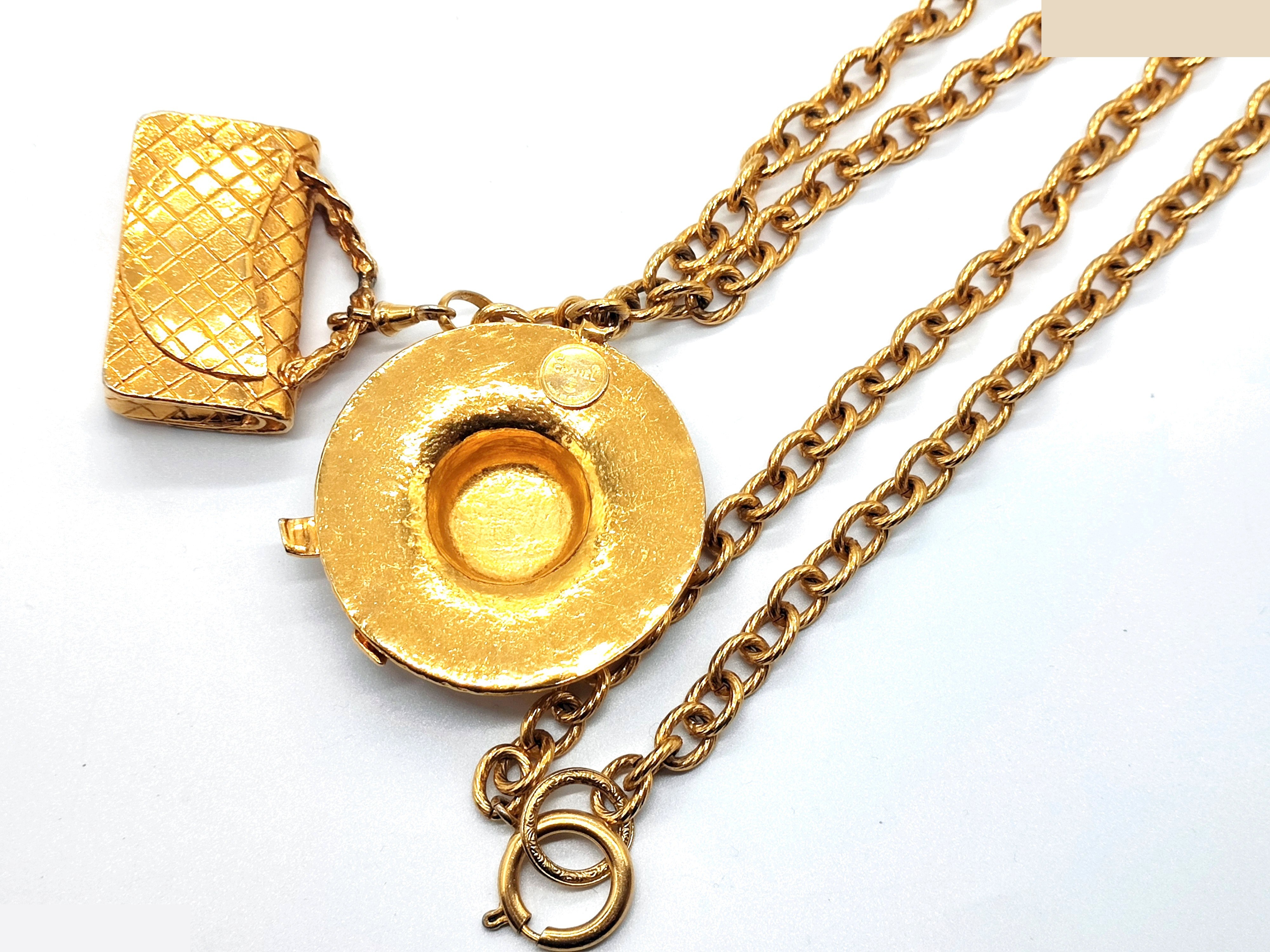 Coco Mark Matelassé bag, straw hat, double pendant necklace — view 8