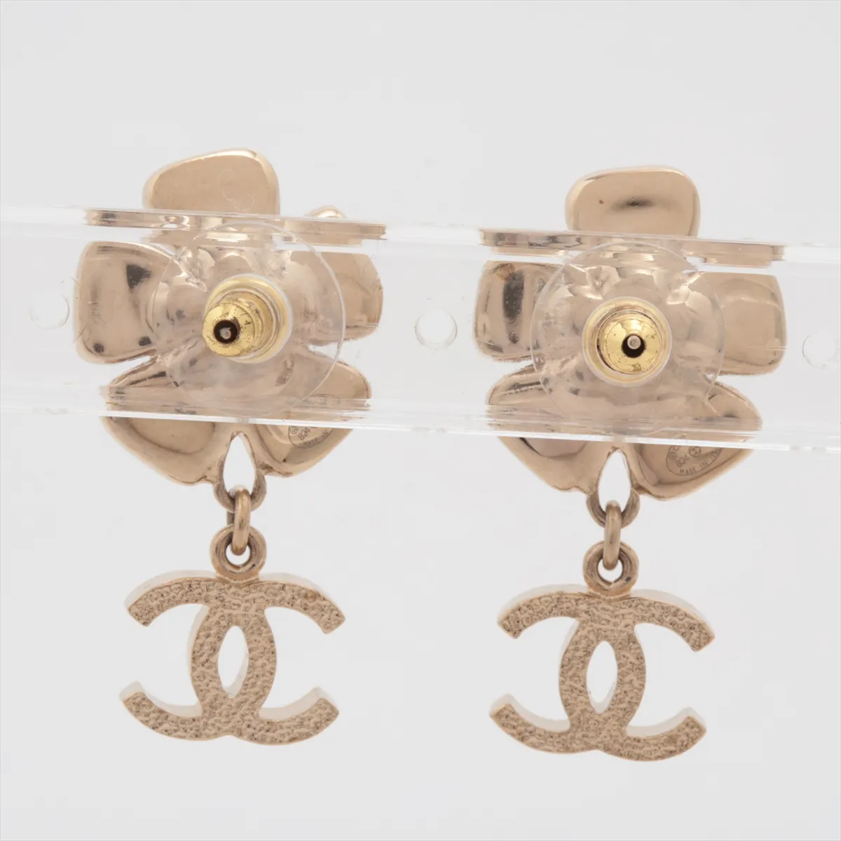 Coco Mark B24V Earrings (Pair) GP x Rhinestone x Faux Pearl Gold — view 2