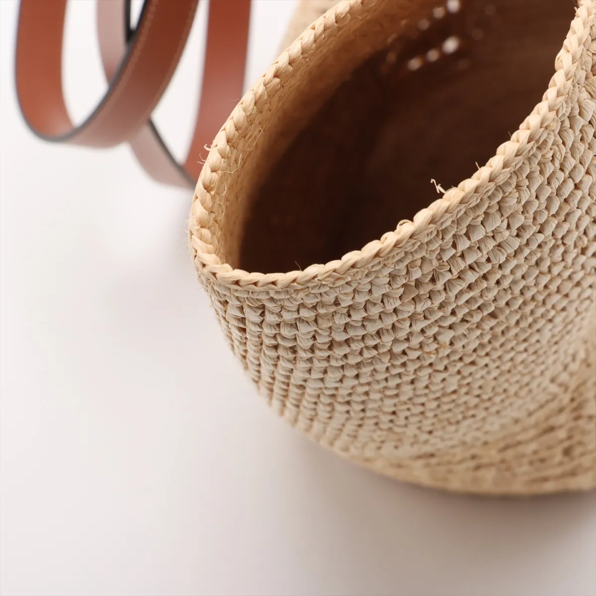 Triomphe Classic Pannier Raffia x Leather Tote Bag Beige x Brown — view 10