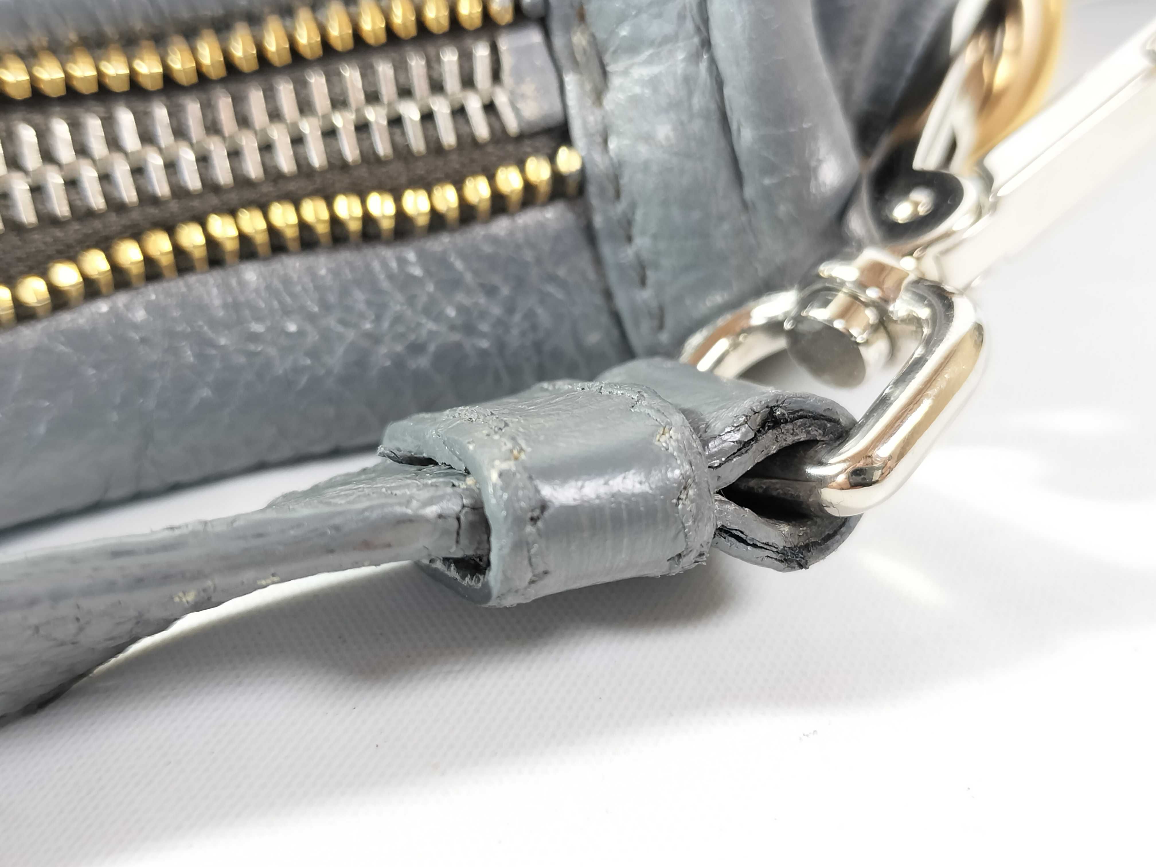 Silver Lettering Logo Vitello Daino Handbag — view 12
