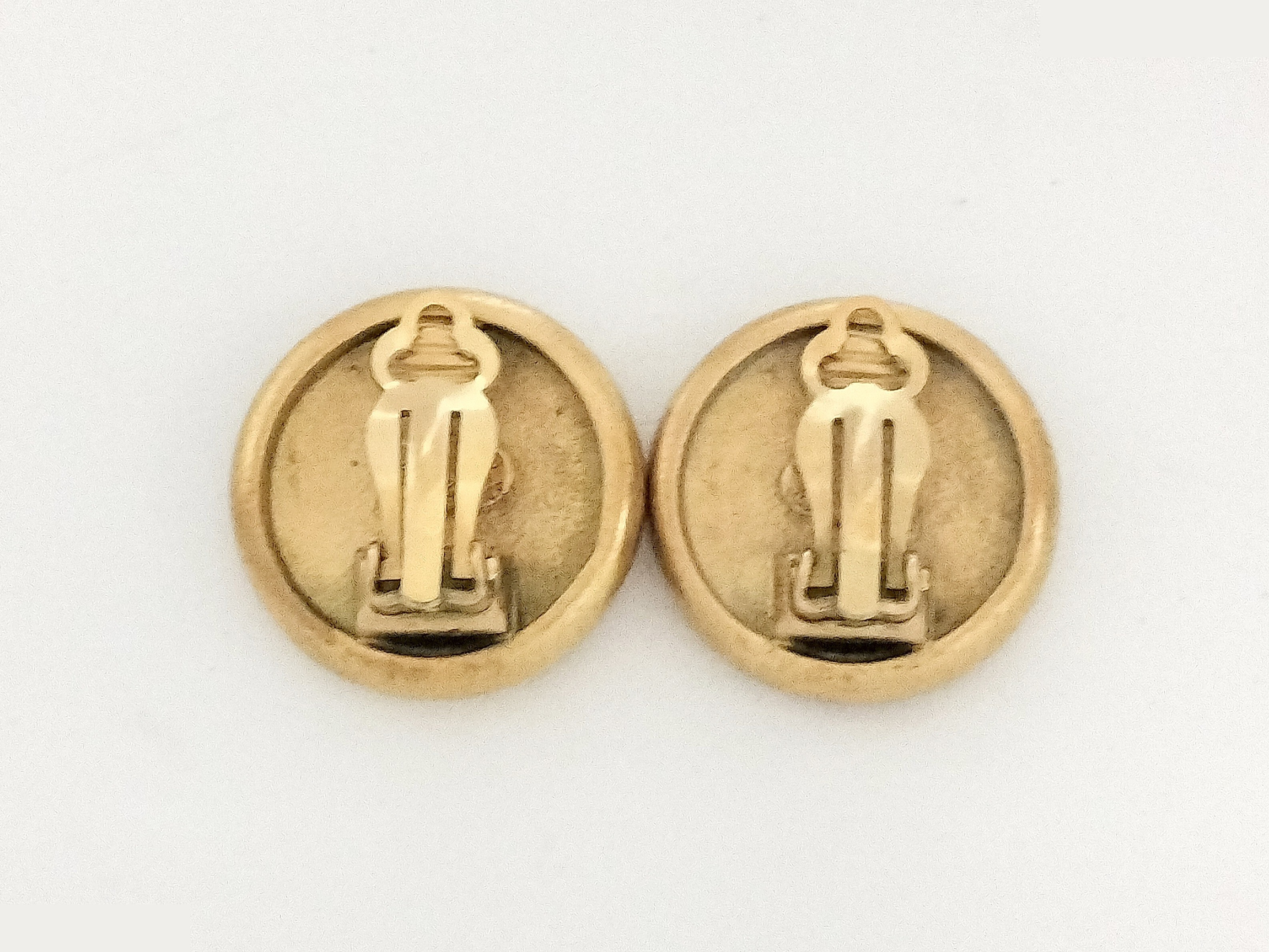 Logo button black gold earrings — view 4