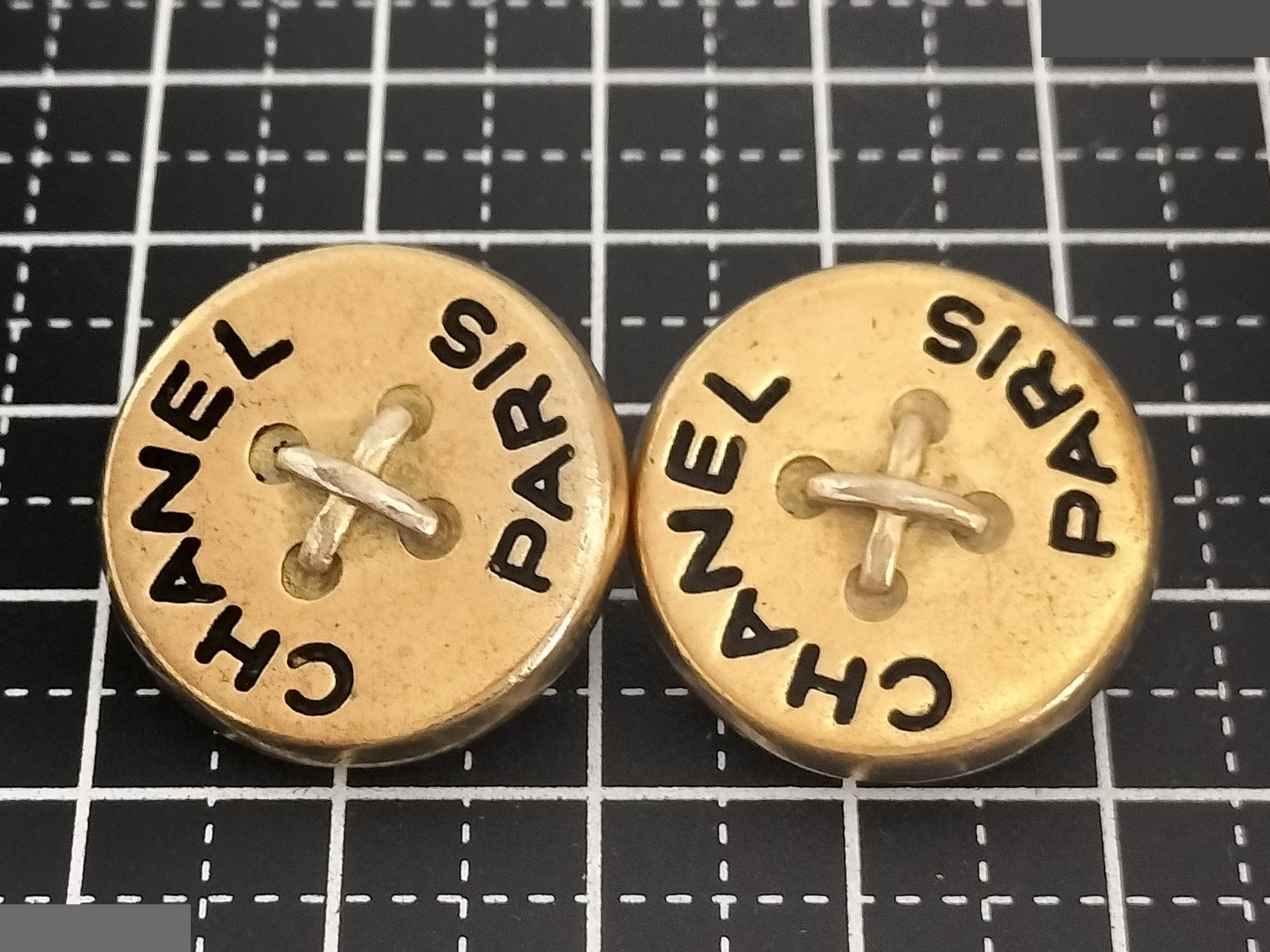 Logo button black gold earrings — view 7