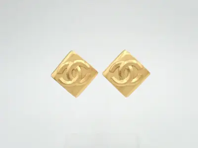 Earrings with Coco Mark design, gold.