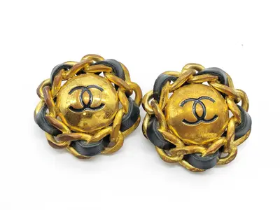 Coco Mark 28 Coco/Leather Circle Earrings