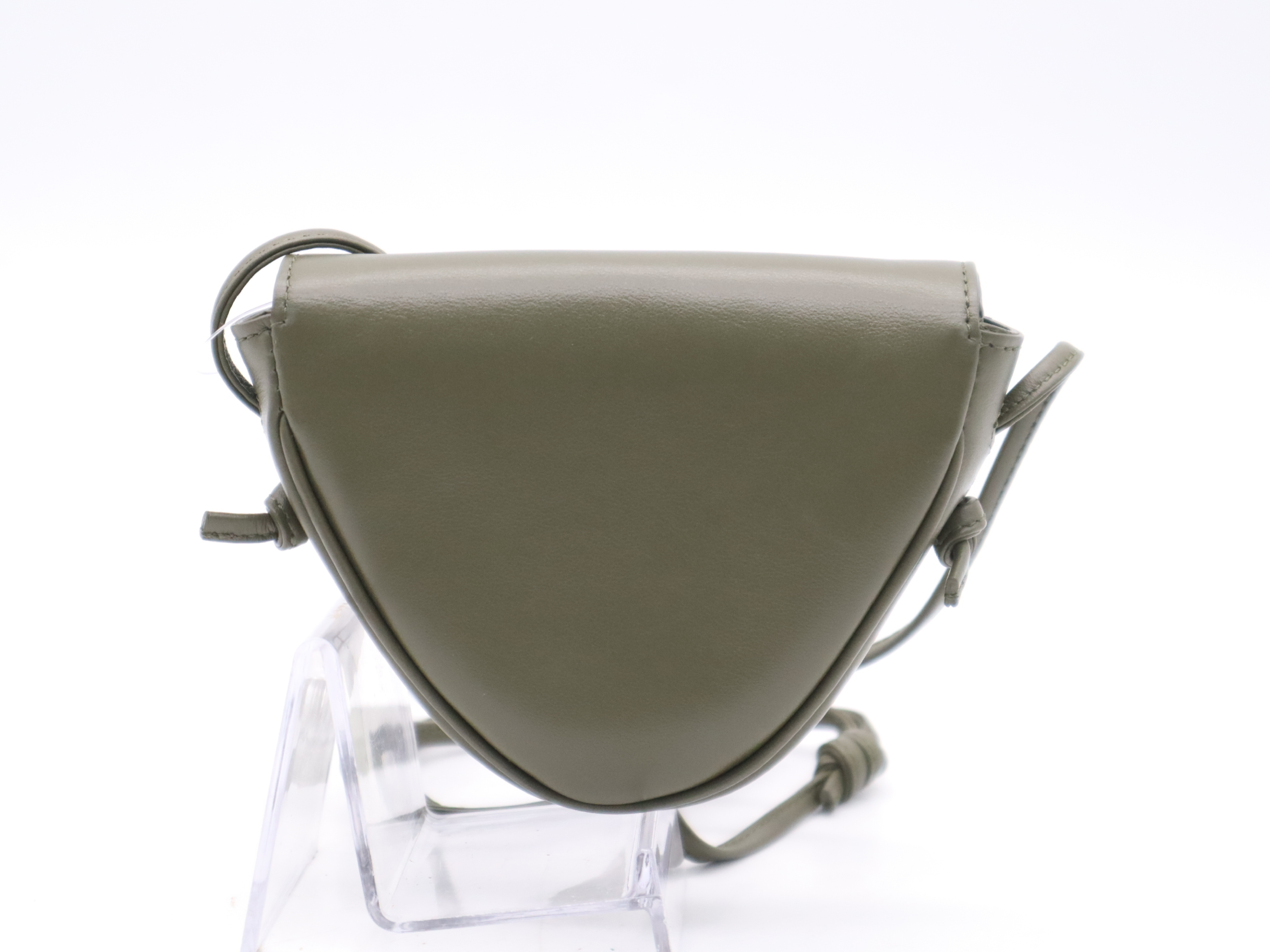 Leather Logo Triangle Shoulder Bag, Khaki, with Dust Bag and Box. — view 2