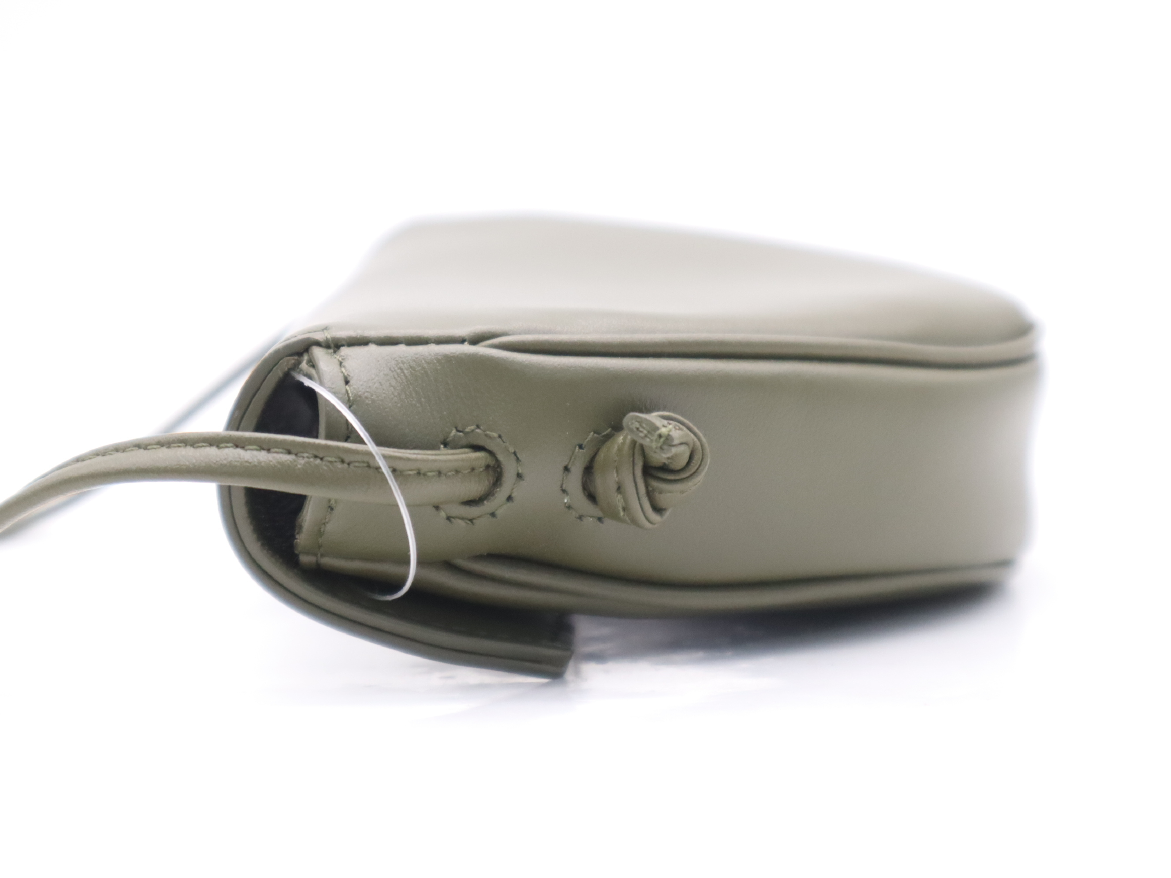 Leather Logo Triangle Shoulder Bag, Khaki, with Dust Bag and Box. — view 3