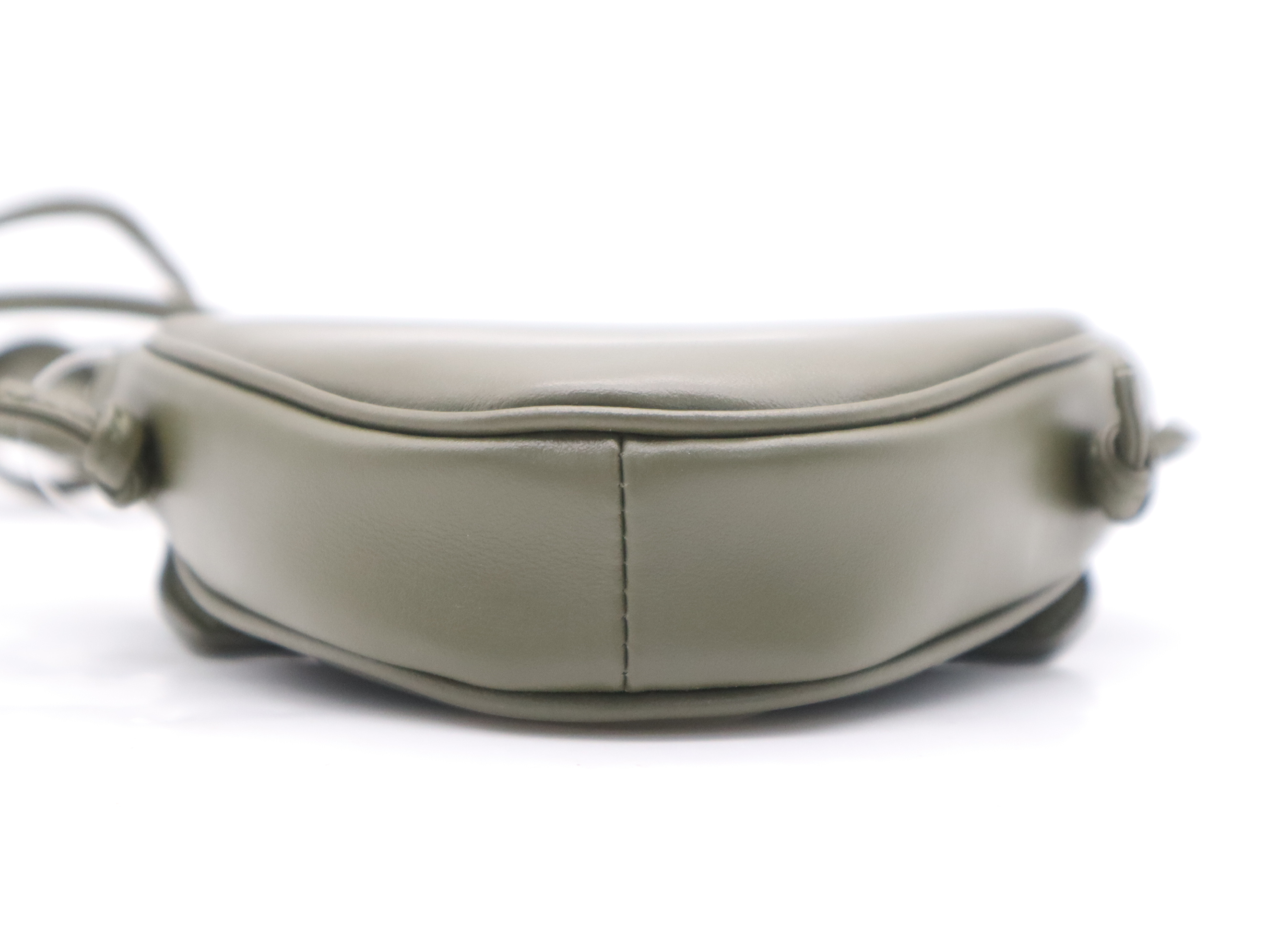 Leather Logo Triangle Shoulder Bag, Khaki, with Dust Bag and Box. — view 4