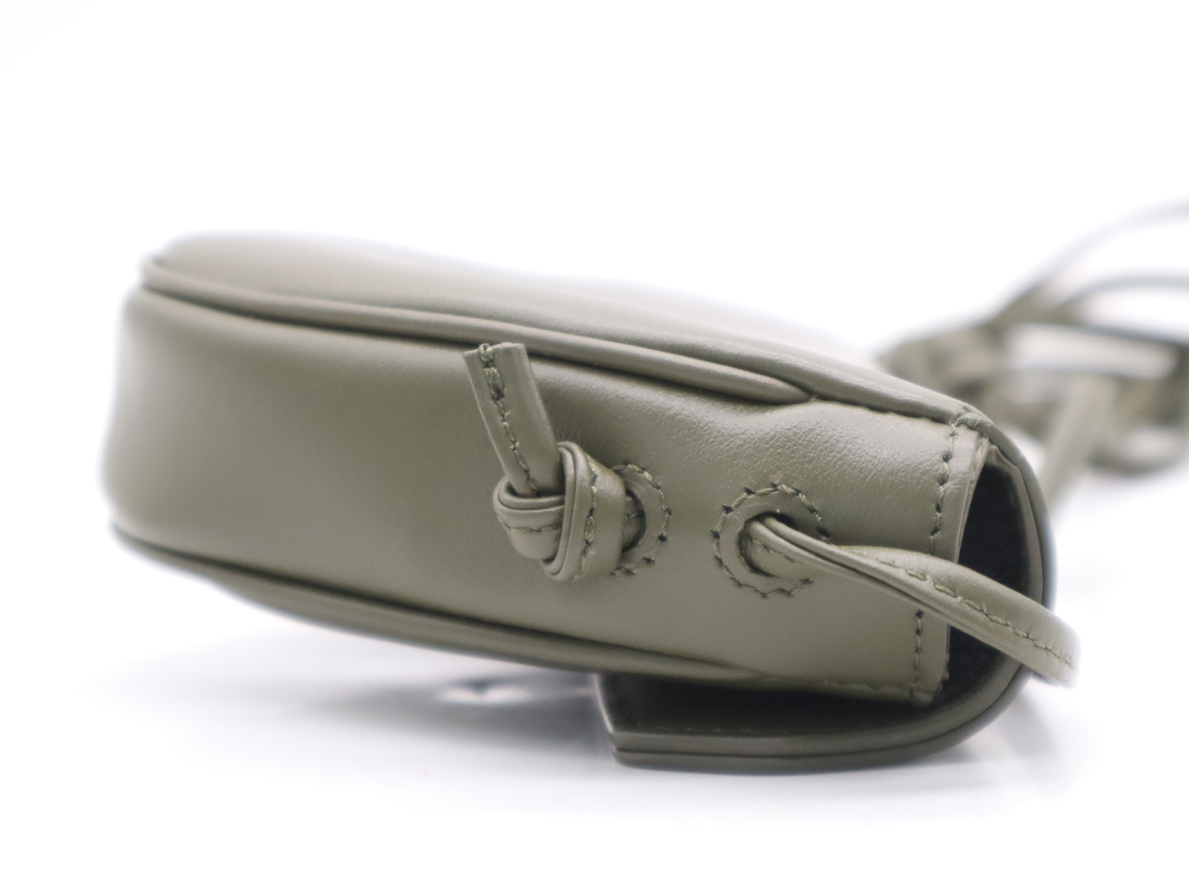 Leather Logo Triangle Shoulder Bag, Khaki, with Dust Bag and Box. — view 5
