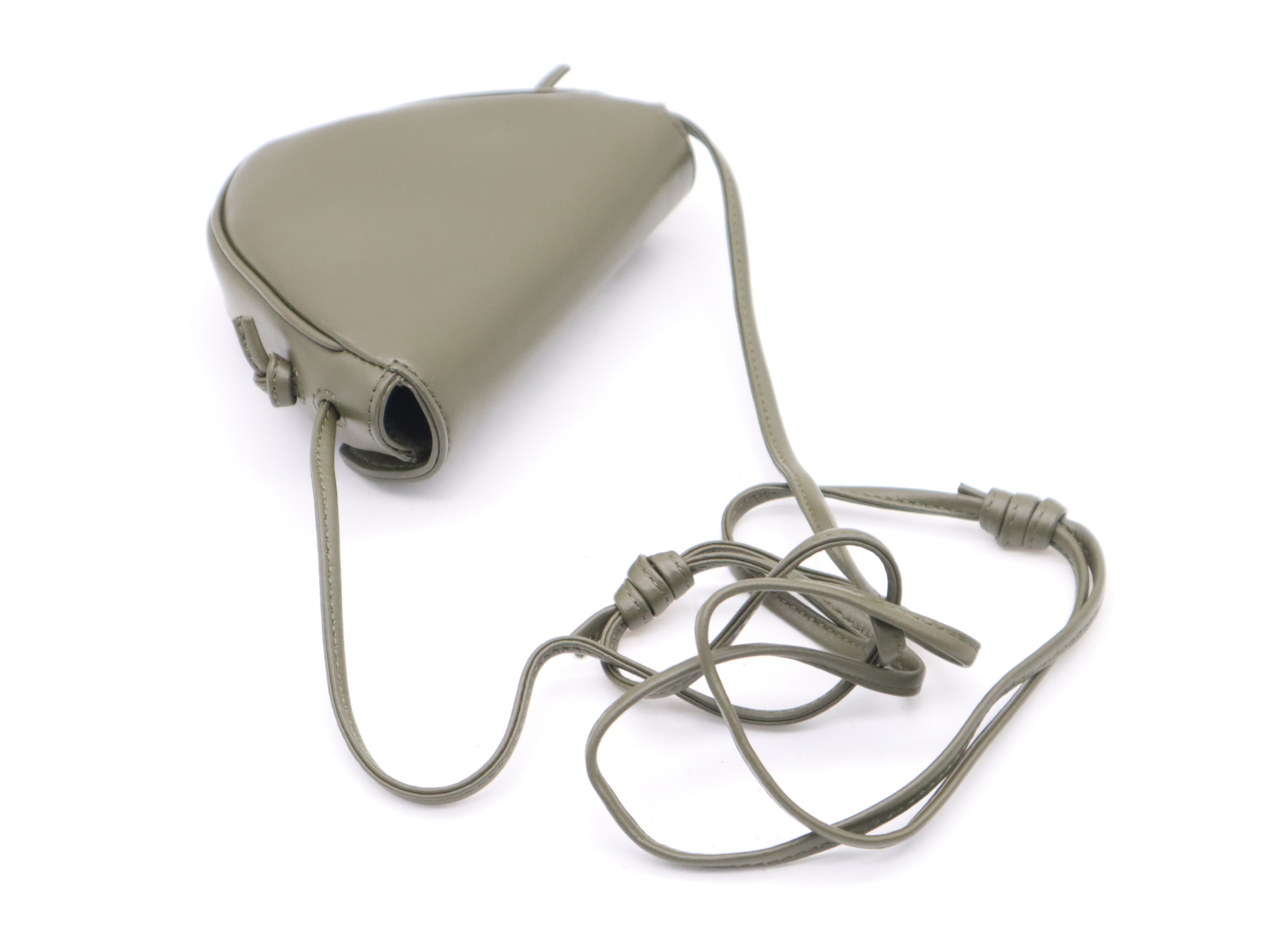 Leather Logo Triangle Shoulder Bag, Khaki, with Dust Bag and Box. — view 6