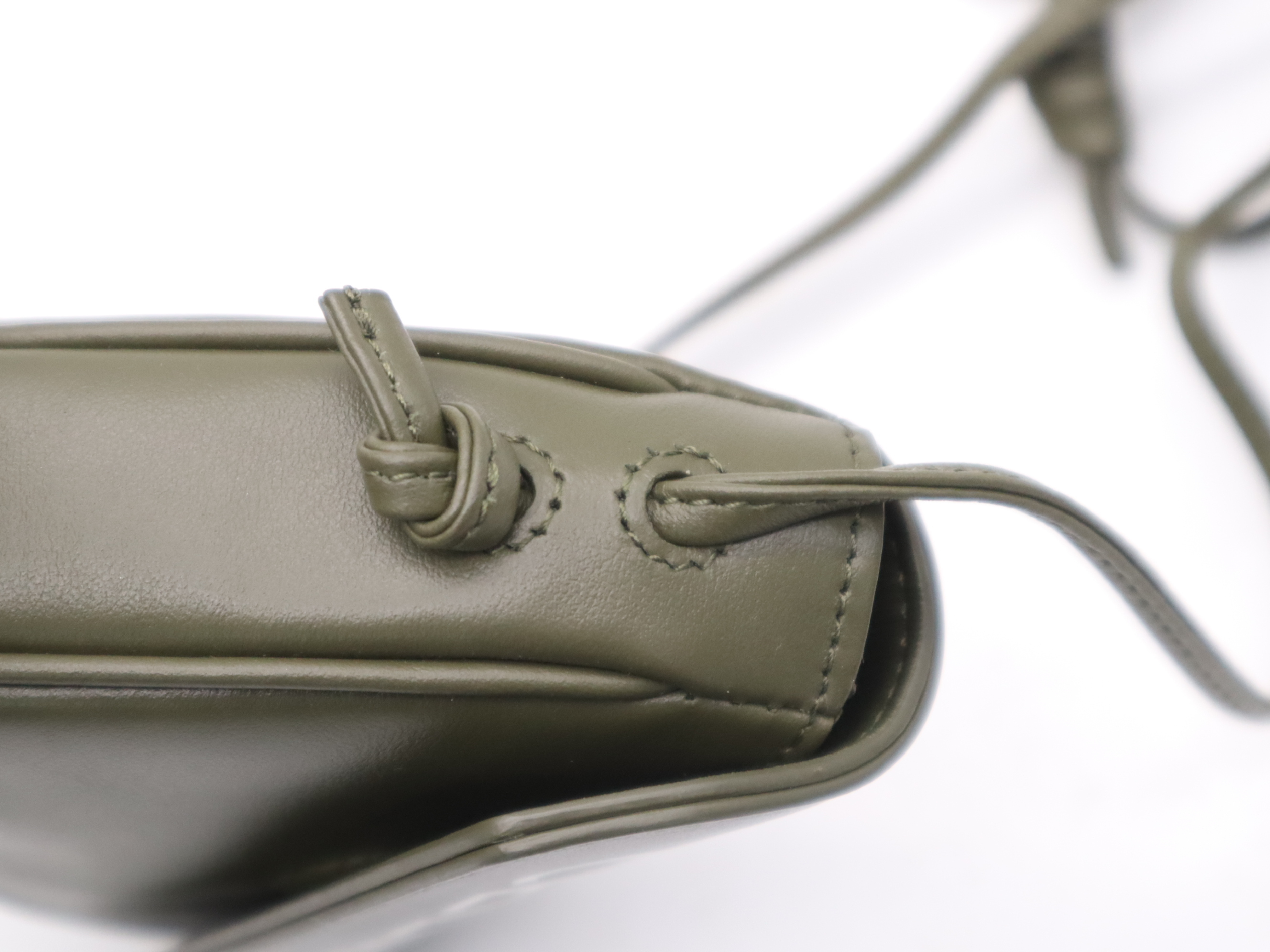 Leather Logo Triangle Shoulder Bag, Khaki, with Dust Bag and Box. — view 7