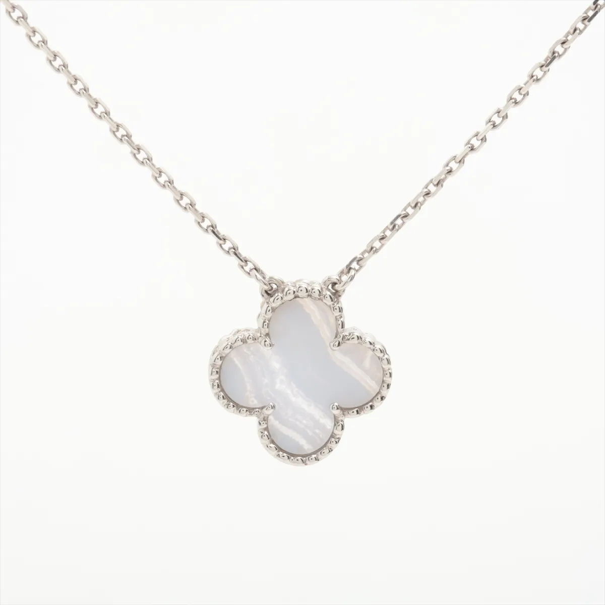 Vintage Alhambra Chalcedony Necklace, 750 (WG), 5.3g, BL136294. Features: exposed lobster clasp, bent jump ring, — view 2