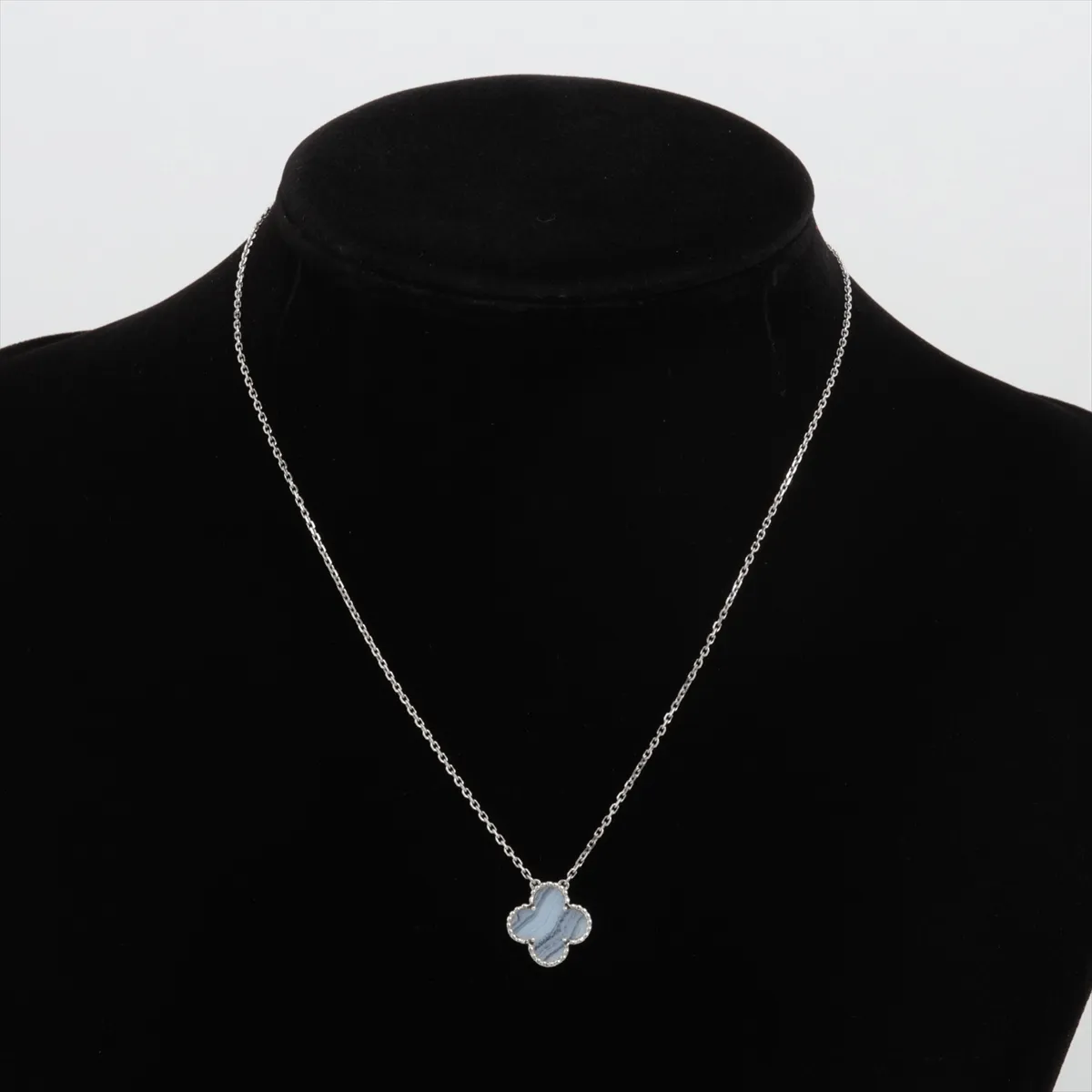 Vintage Alhambra Chalcedony Necklace, 750 (WG), 5.3g, BL136294. Features: exposed lobster clasp, bent jump ring, — view 5