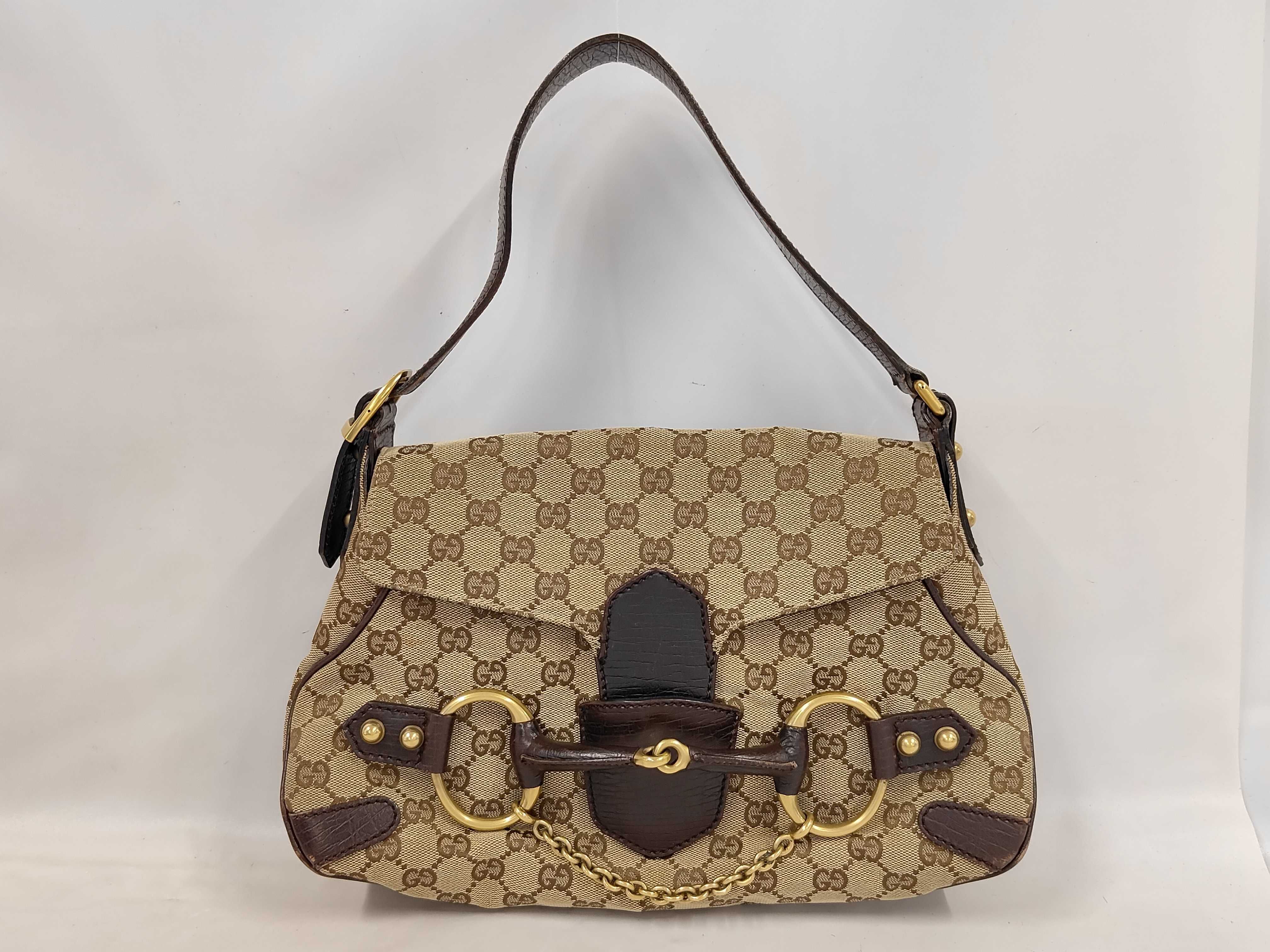 GG Canvas Horsebit One-Shoulder Bag, Brown, 114915