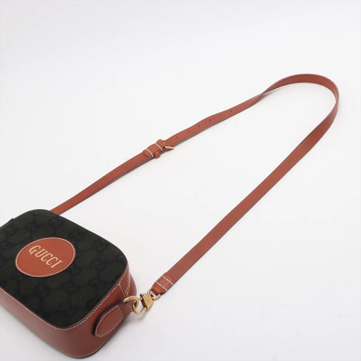 Script Logo Wool x Leather Shoulder Bag Khaki x Brown 671625 — view 5