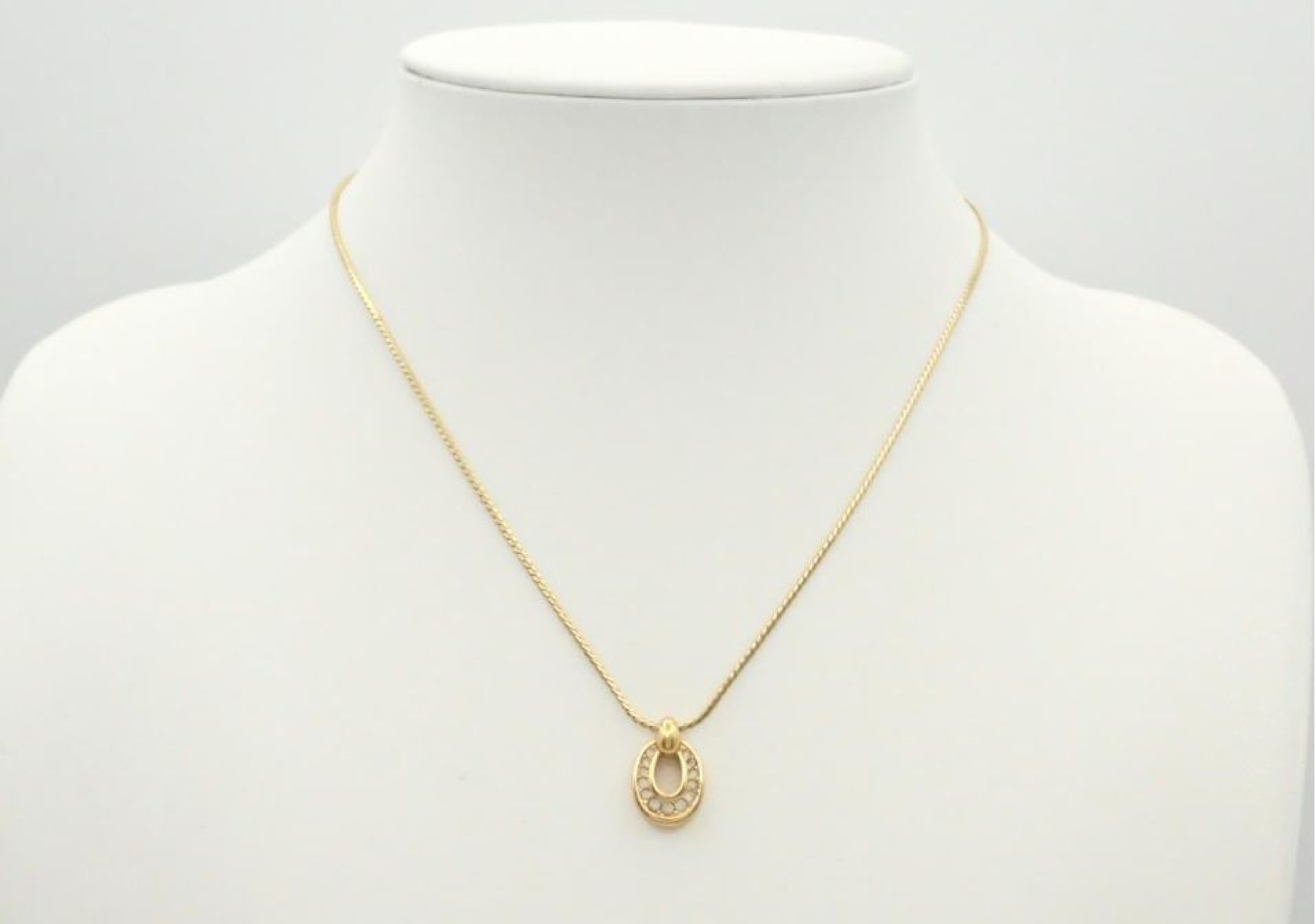 rhinestone gold necklace, approximately 42cm chain. — view 2