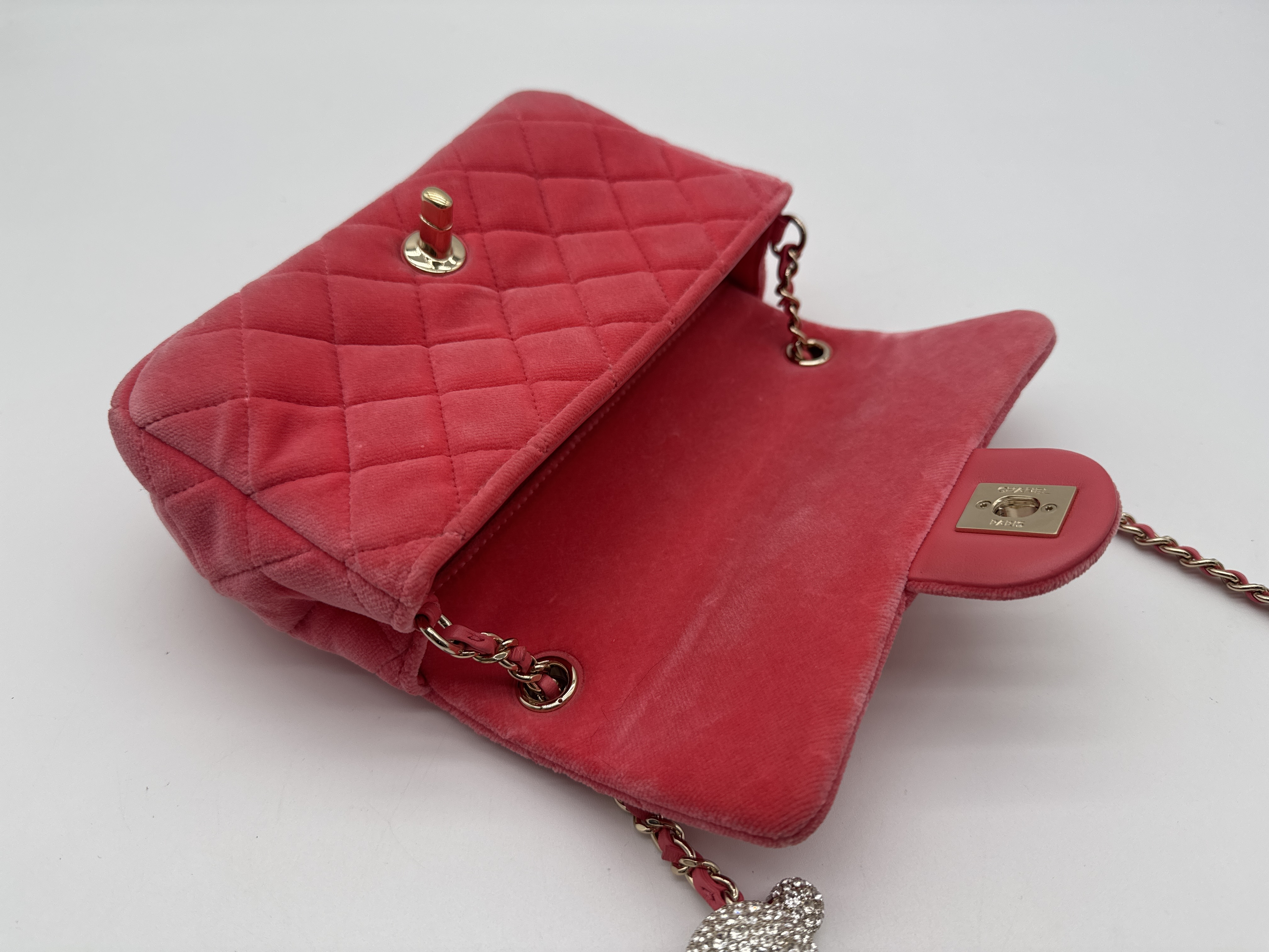 Velvet Mini Matelassé Pink Shoulder Bag — view 9