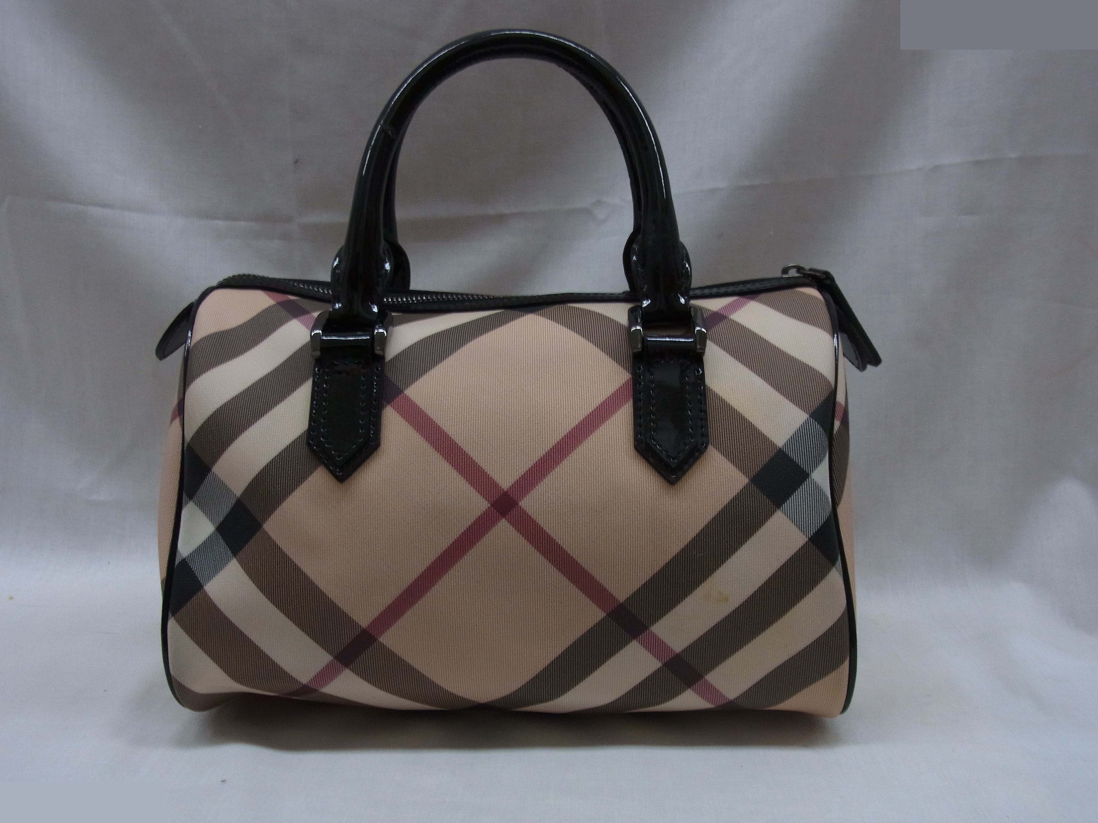 Mini Boston bag, check pattern — view 2