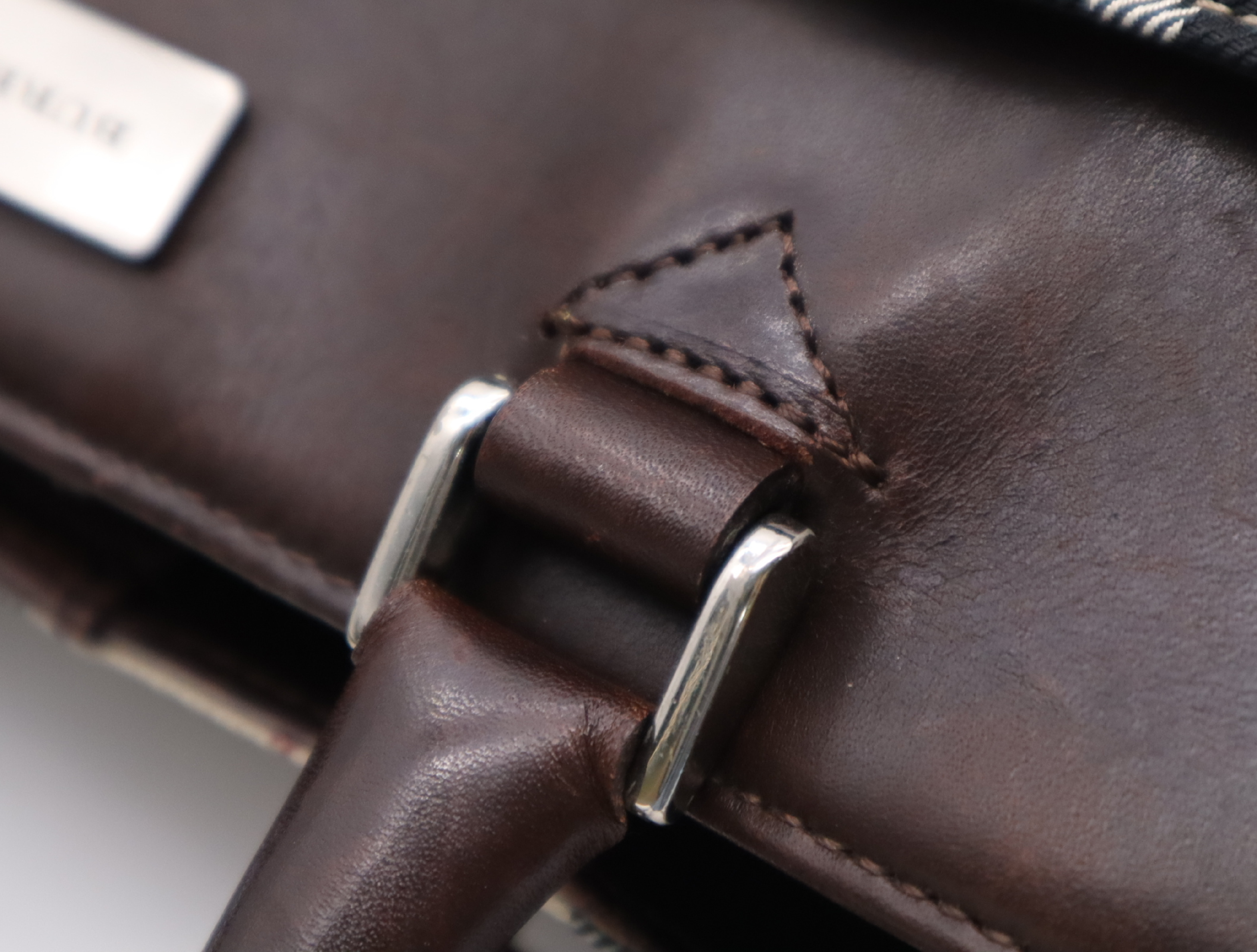 Leather Nova Check Tote Bag, Brown, Silver Hardware — view 10