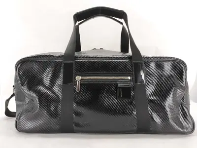 patent leather Boston bag, black