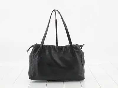 Anagram handbag, soft leather, black