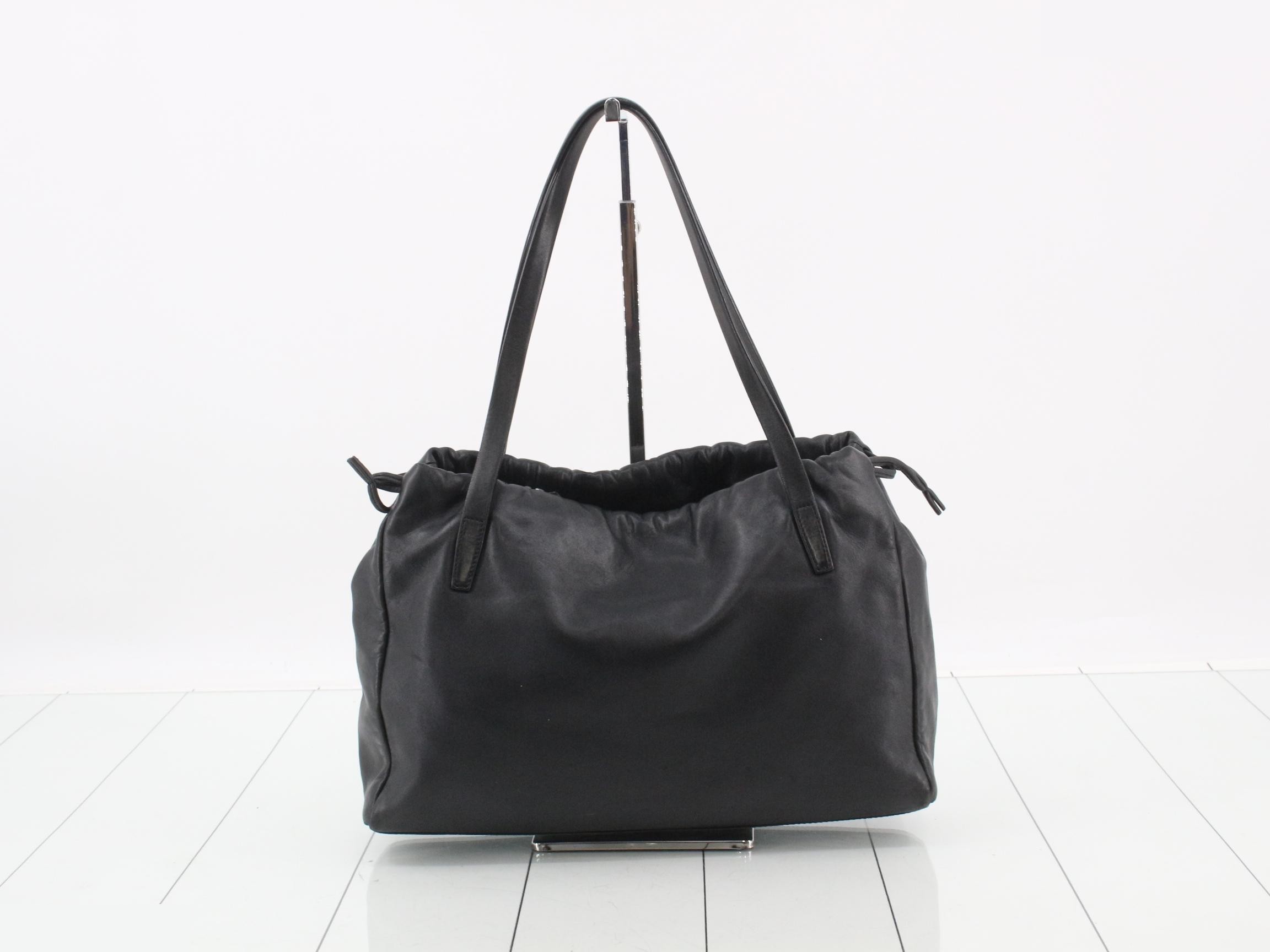 Anagram handbag, soft leather, black — view 2