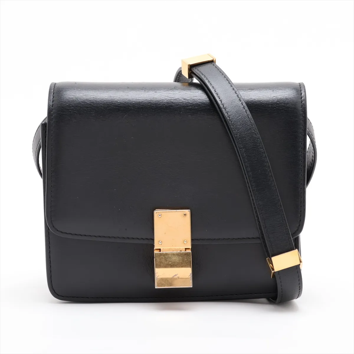 Classic Box Small Leather Shoulder Bag, Black