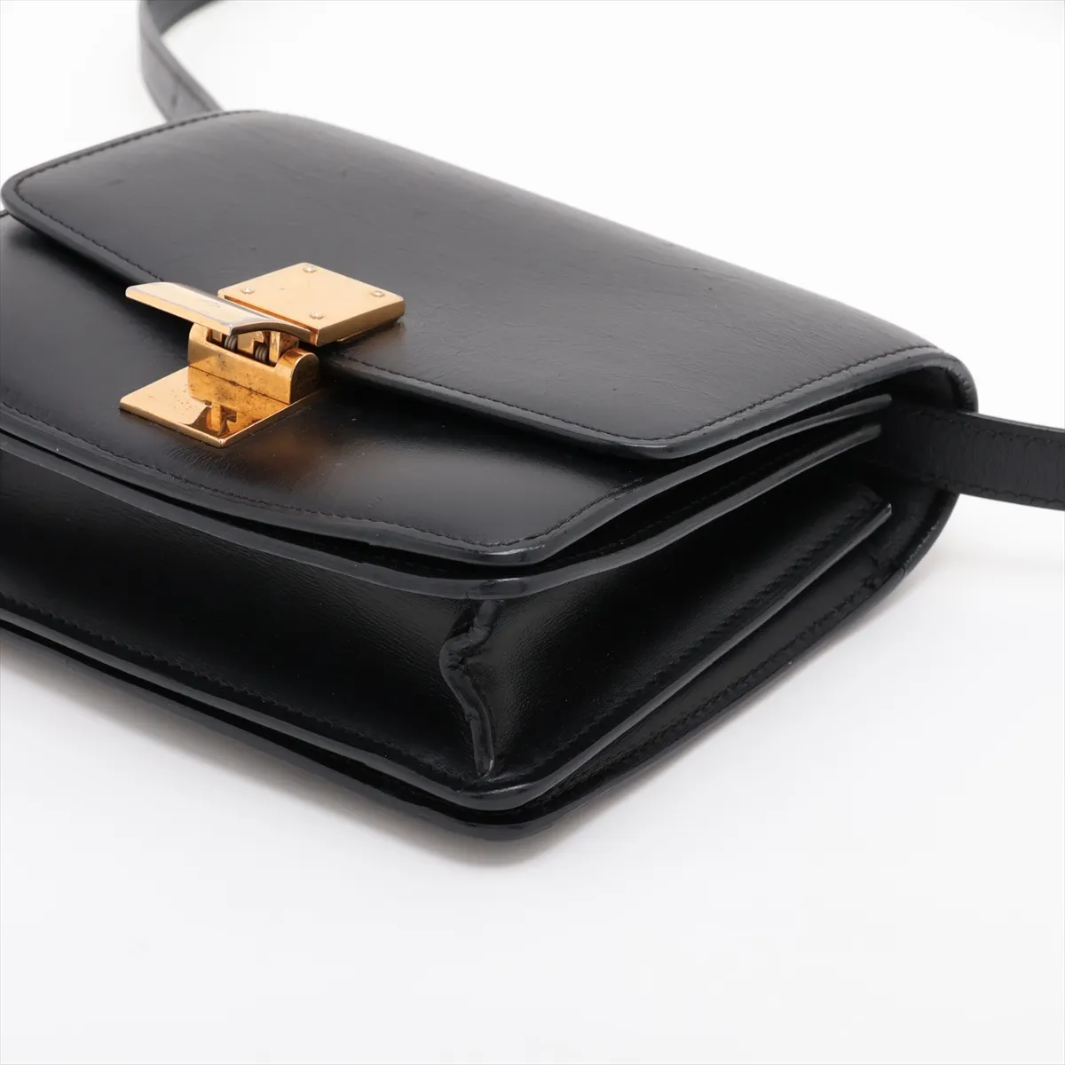 Classic Box Small Leather Shoulder Bag, Black — view 3