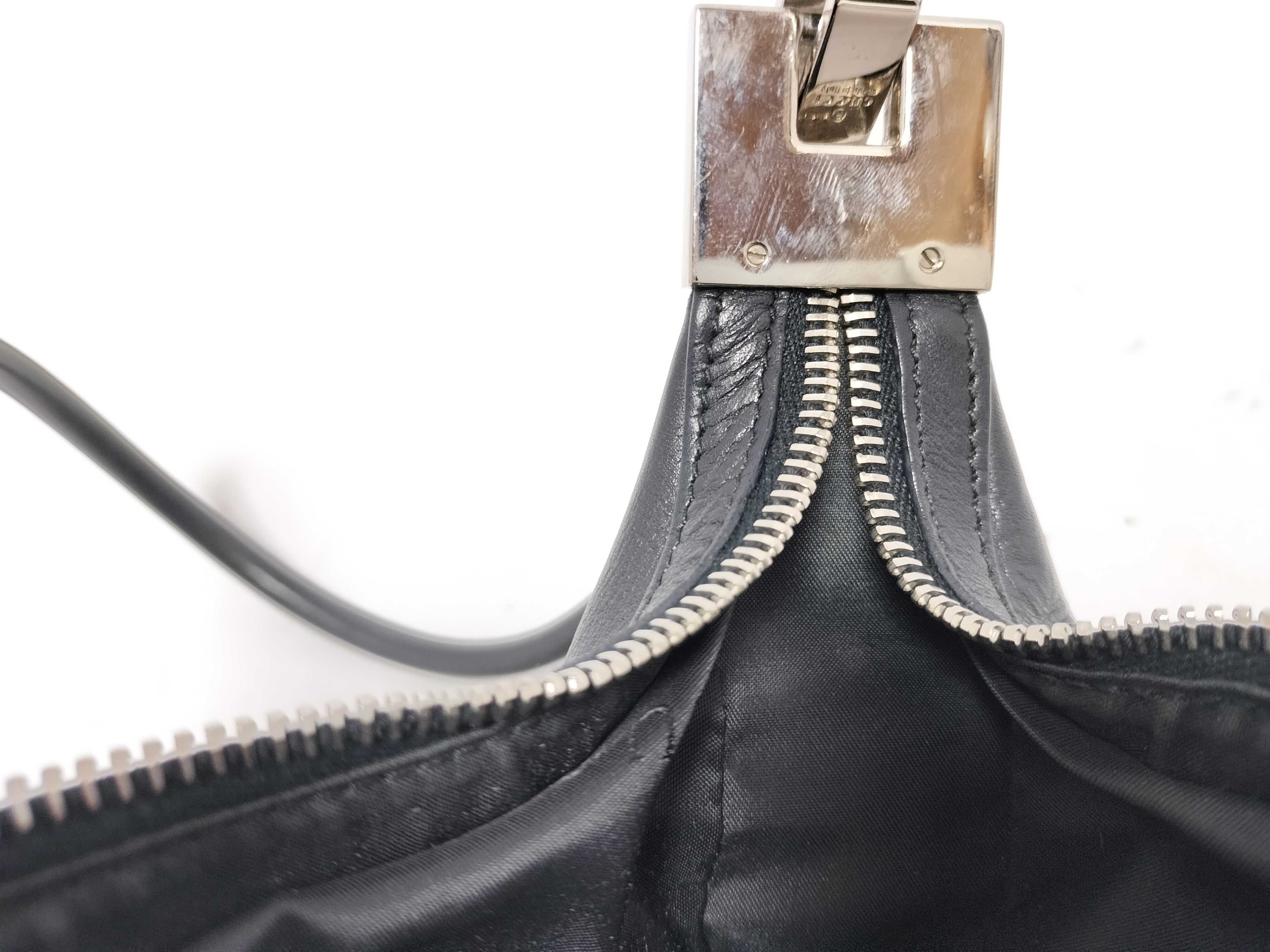 Leather One-Shoulder Bag, Black — view 12