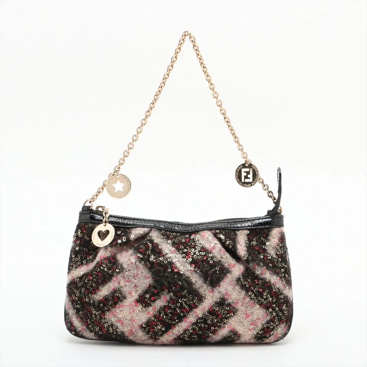 Zucca wool x sequin chain handbag black 8BR594