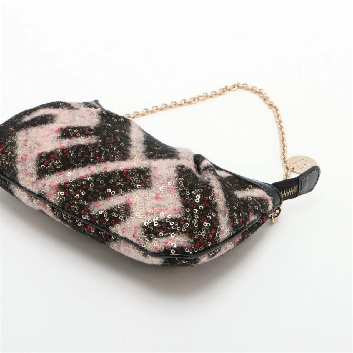 Zucca wool x sequin chain handbag black 8BR594 — view 3