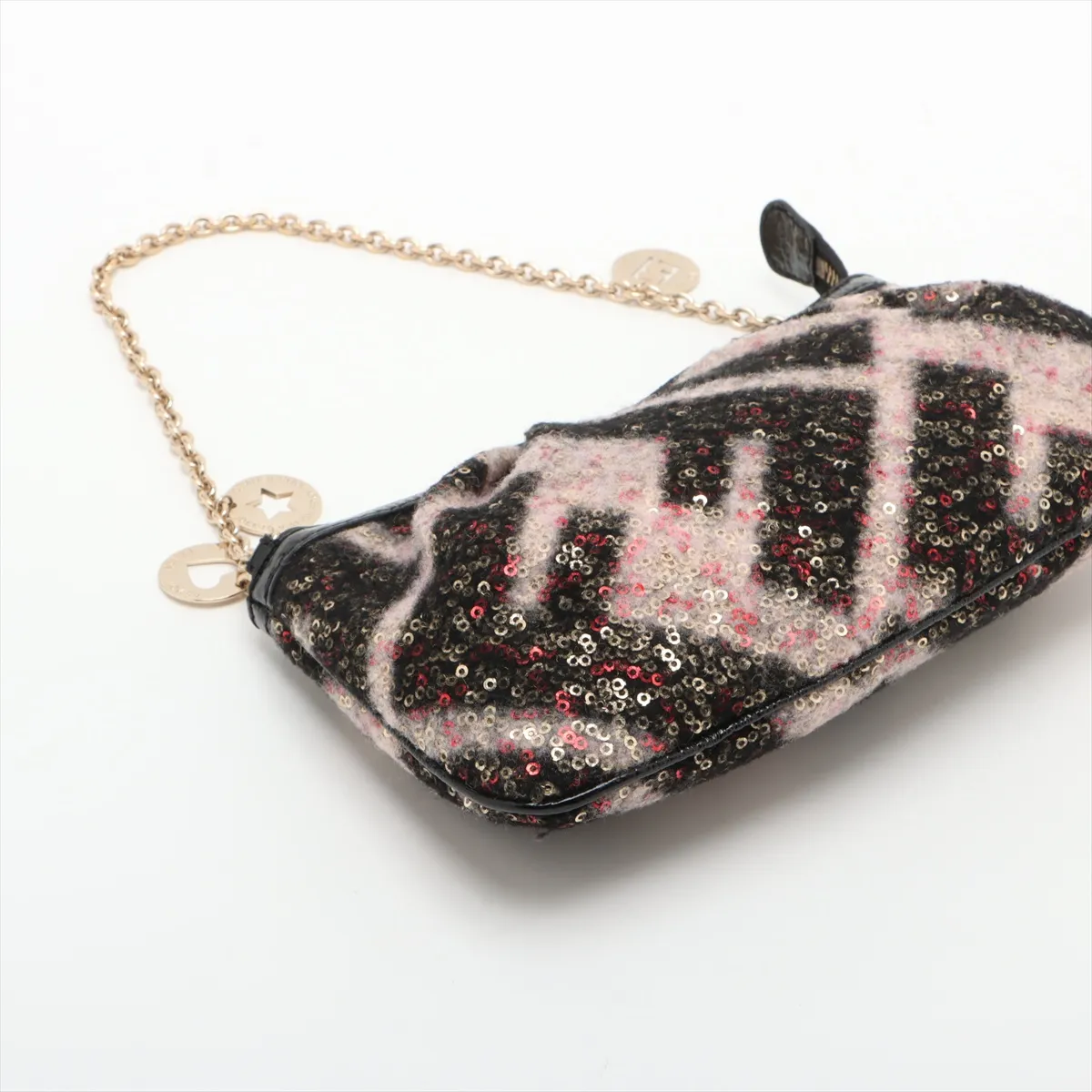 Zucca wool x sequin chain handbag black 8BR594 — view 4