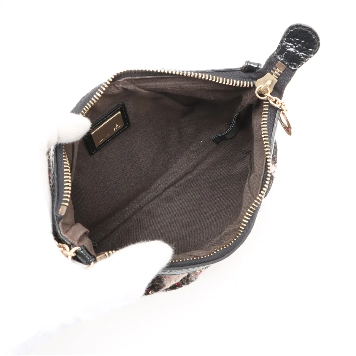 Zucca wool x sequin chain handbag black 8BR594 — view 6