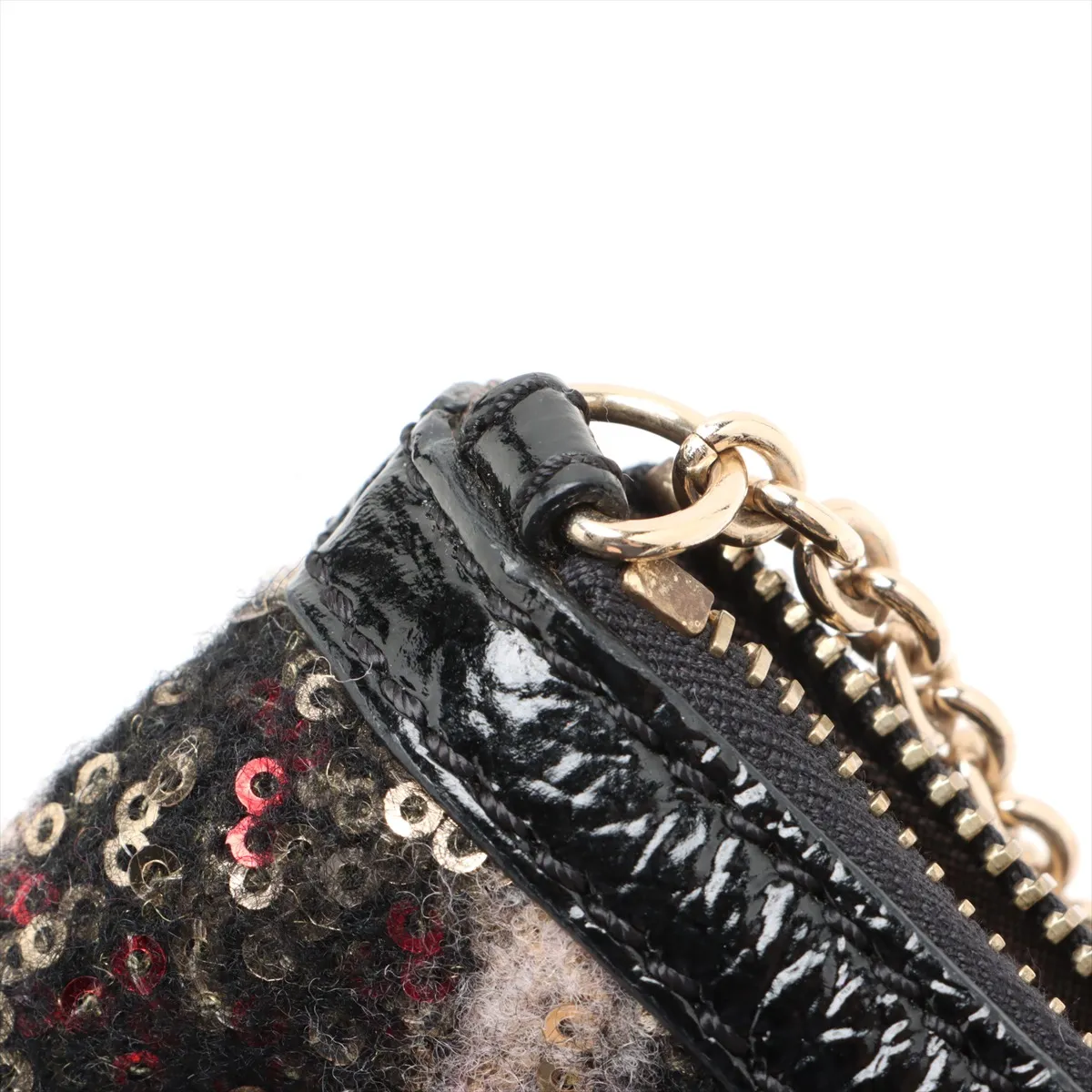 Zucca wool x sequin chain handbag black 8BR594 — view 8