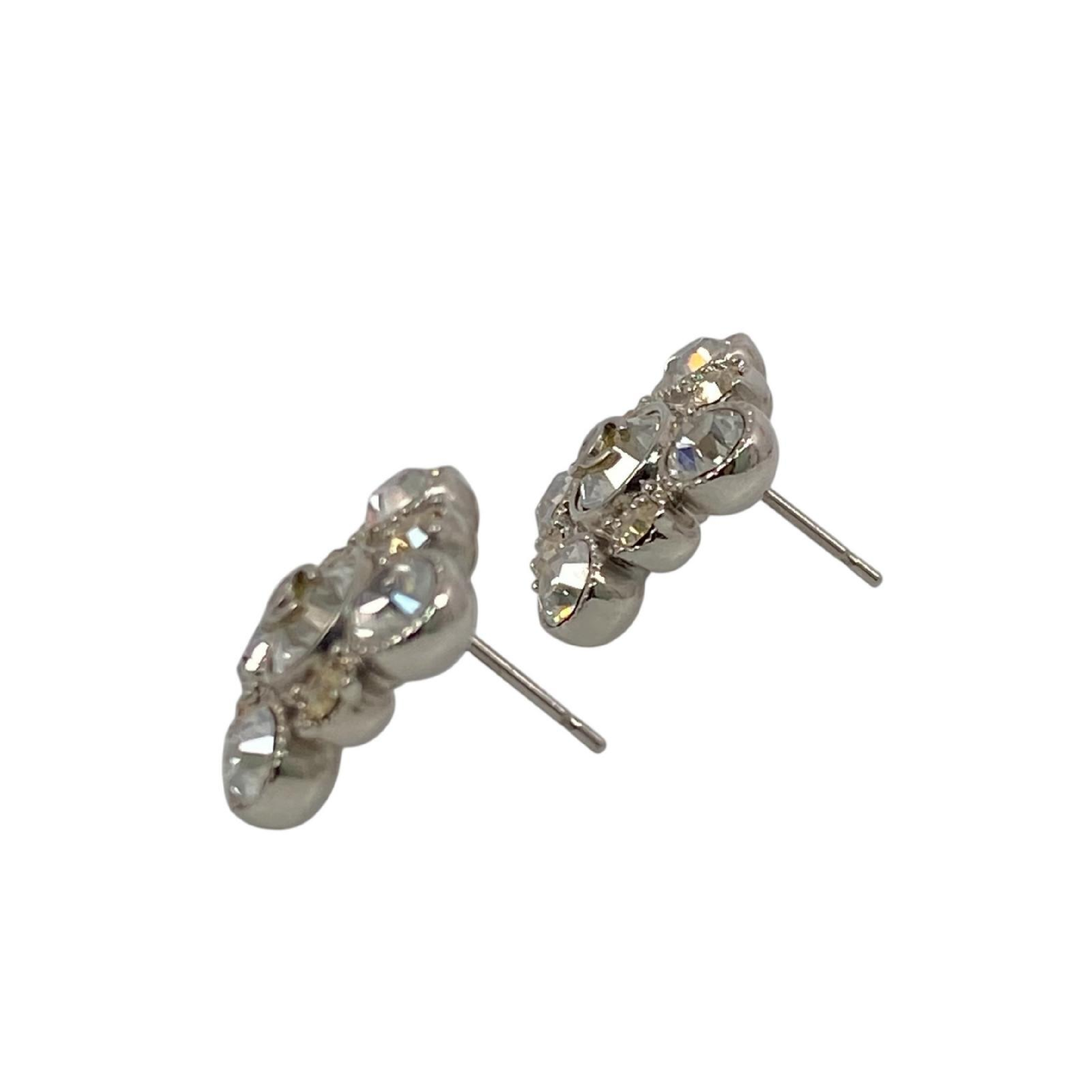 【*Shipped from: Hong Kong*】CHANEL ( ) Silver-colored Metal/Rhinestone Coco Mark A12W Earrings — view 6