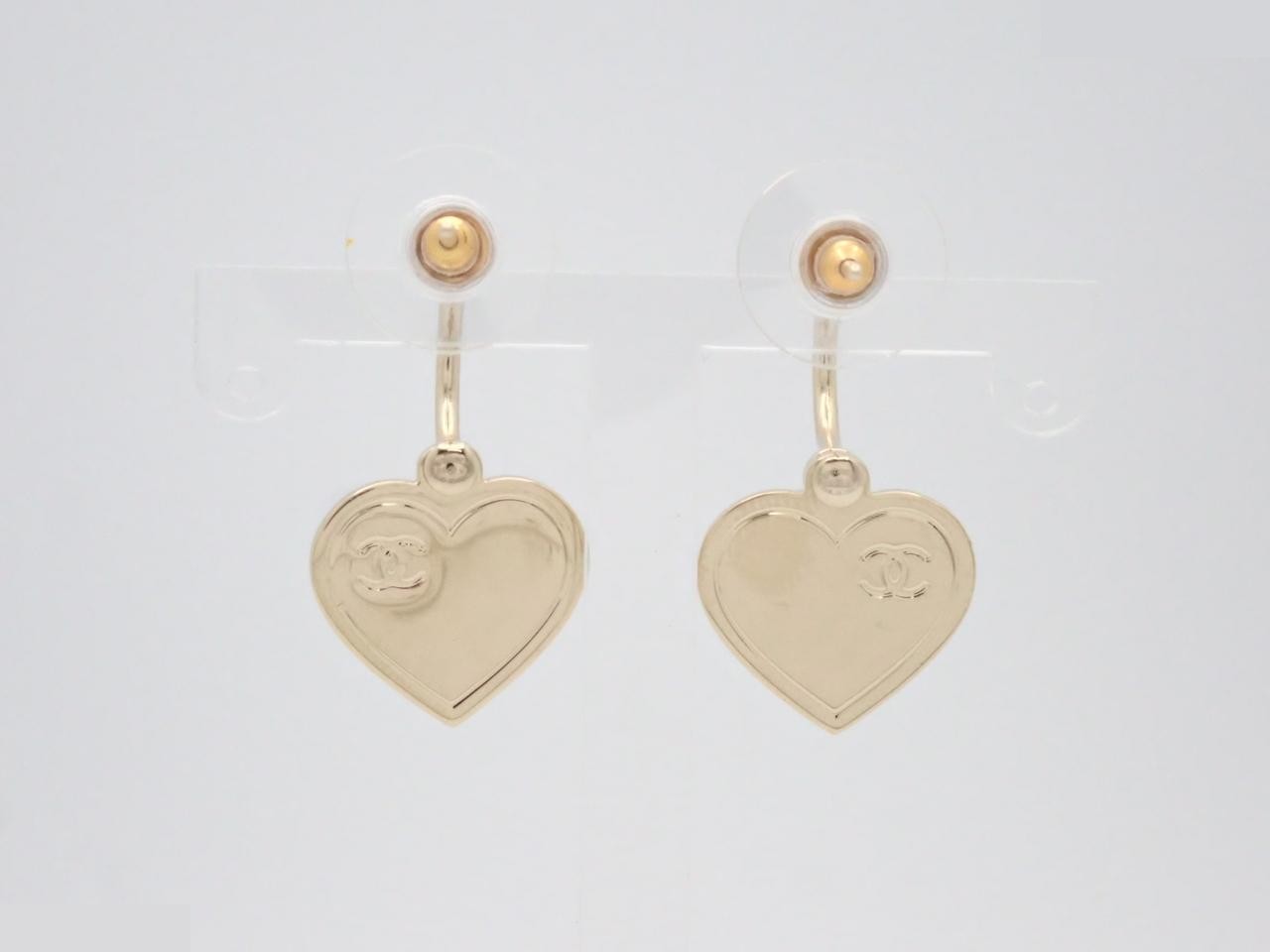 hoop earrings, B18V, heart design, Coco Mark, gold, 2.8cm in height. — view 2