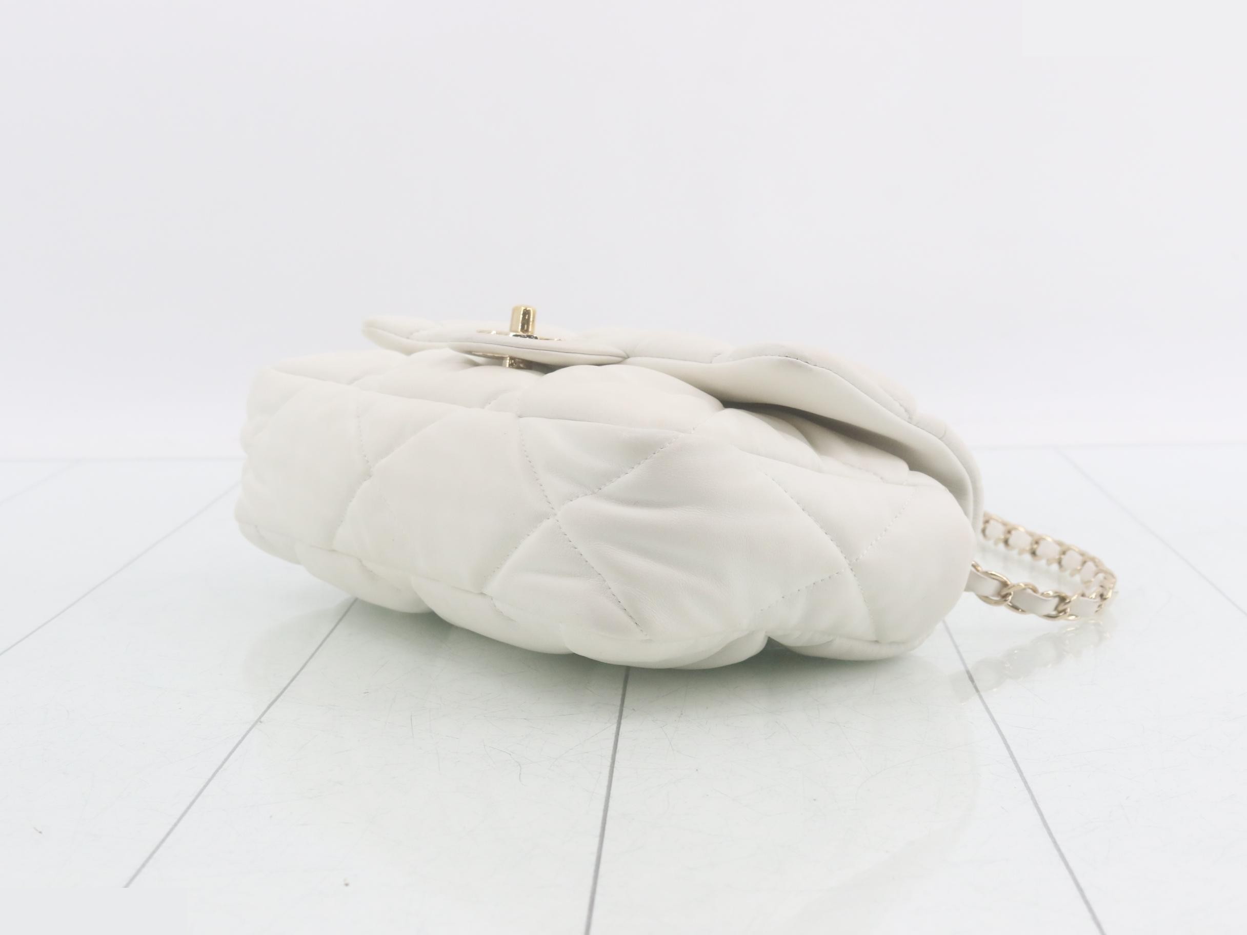 Coco Mark Turnlock Chain Shoulder Bag, White — view 6