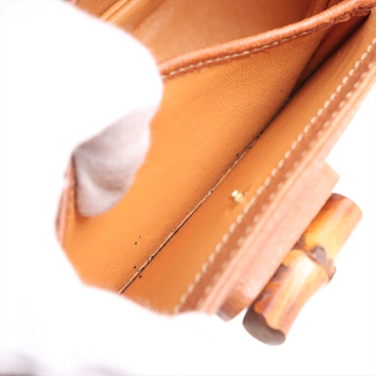Old Gucci Bamboo Leather 2WAY Handbag Brown — view 11
