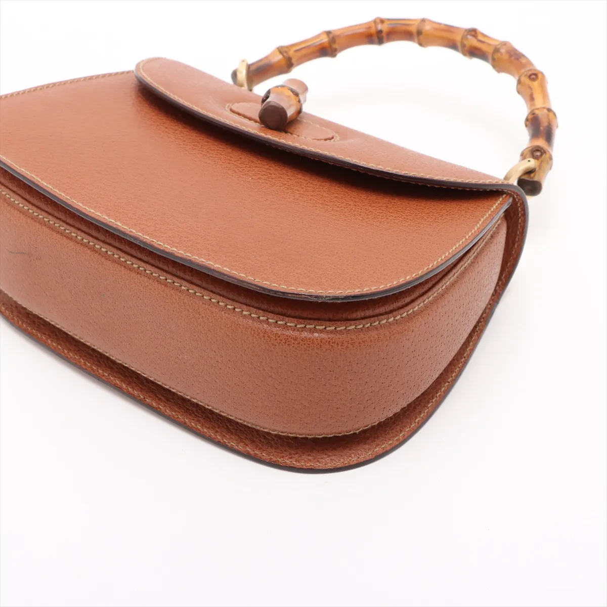Old Gucci Bamboo Leather 2WAY Handbag Brown — view 3